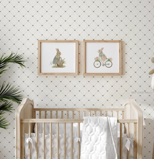Diamond Heart Wallpaper / Dainty Wallpaper / Timeless Wallpaper / Nursery Wallpaper / Kids Wallpaper