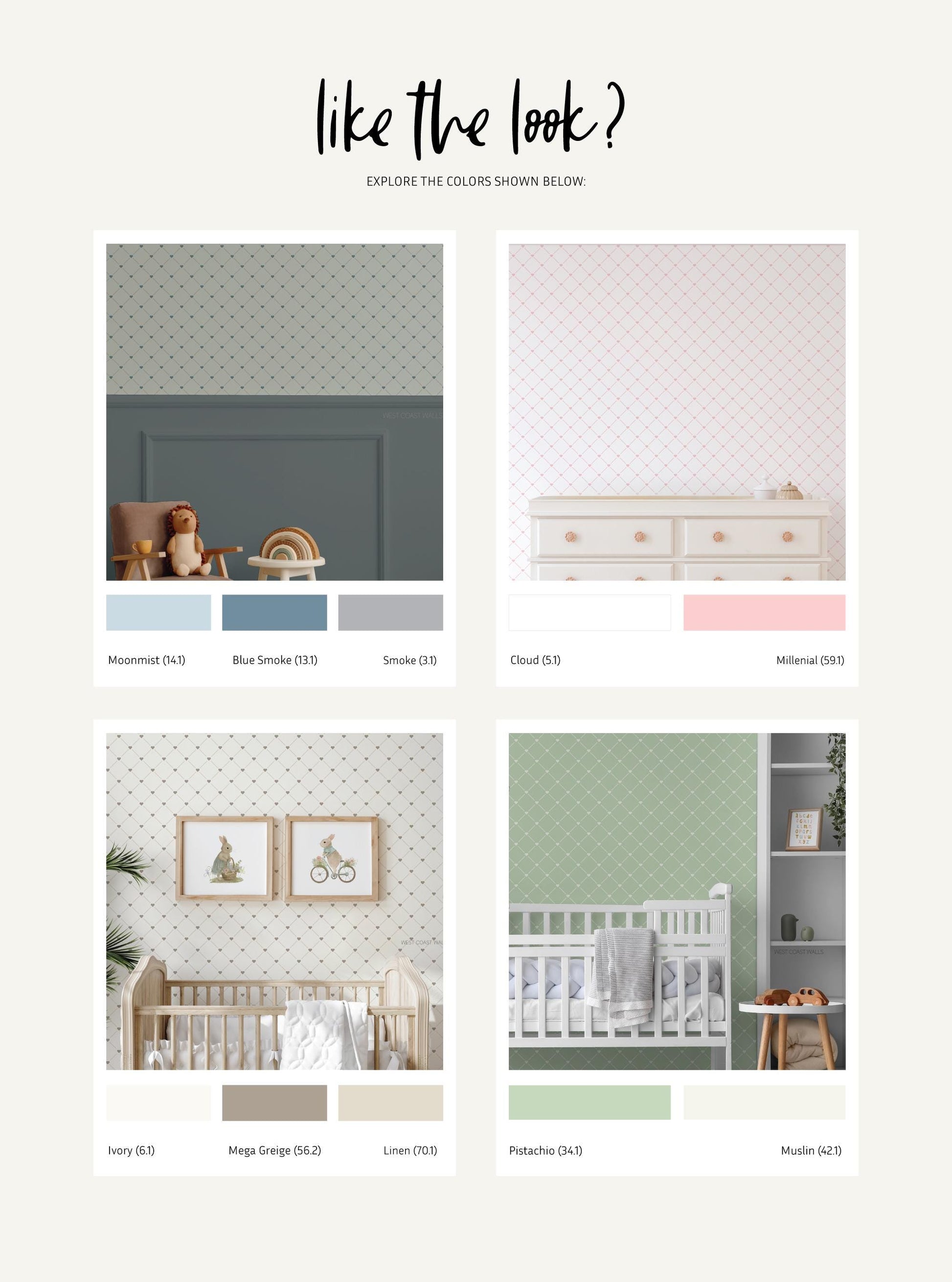 Diamond Heart Wallpaper / Dainty Wallpaper / Timeless Wallpaper / Nursery Wallpaper / Kids Wallpaper