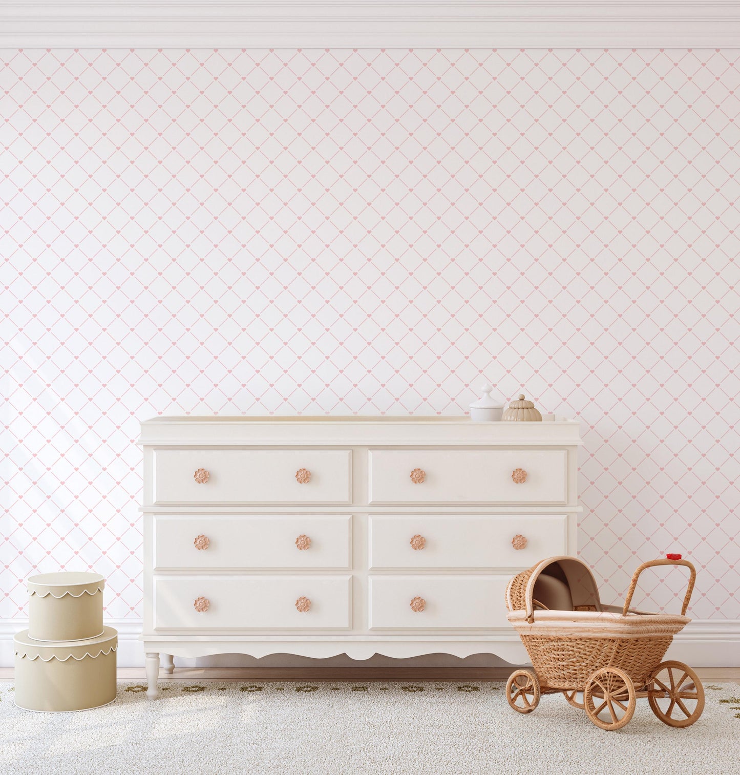 Diamond Heart Wallpaper / Dainty Wallpaper / Timeless Wallpaper / Nursery Wallpaper / Kids Wallpaper