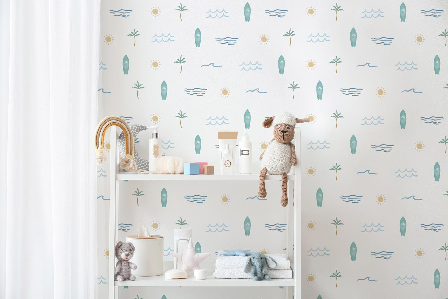 Sunny Surf Decals / Surf Wall Decor / Ocean Theme / Surf Theme / Surf Art / Minimal Kids Room / Kids Decals