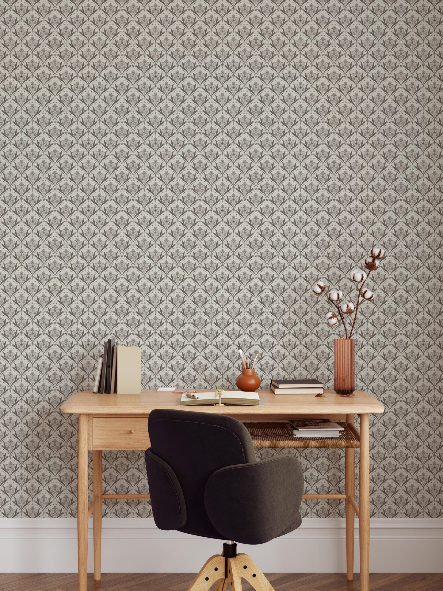 Iris Scallop x Lisee Ree Designs / Classic Wallpaper / Floral Wallpaper / Hand Drawn Wallpaper / Floral Motif