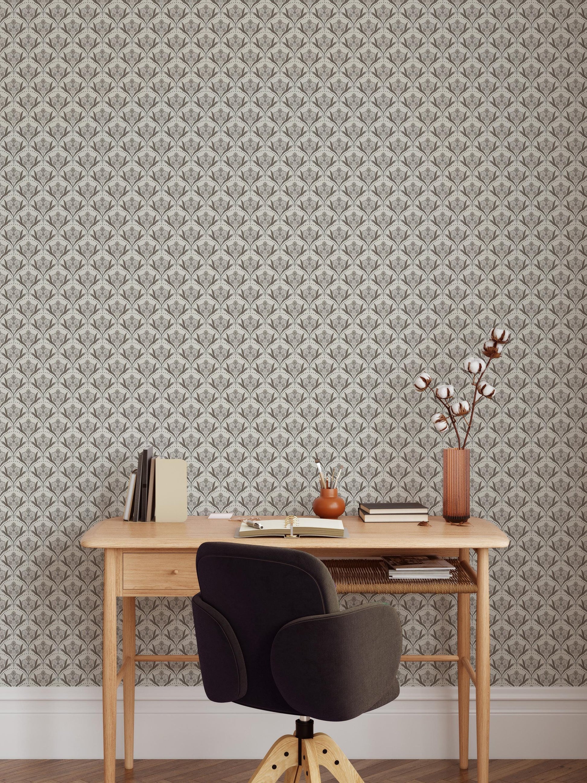 Iris Scallop x Lisee Ree Designs / Classic Wallpaper / Floral Wallpaper / Hand Drawn Wallpaper / Floral Motif