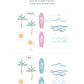 Sunny Surf Decals / Surf Wall Decor / Ocean Theme / Surf Theme / Surf Art / Minimal Kids Room / Kids Decals