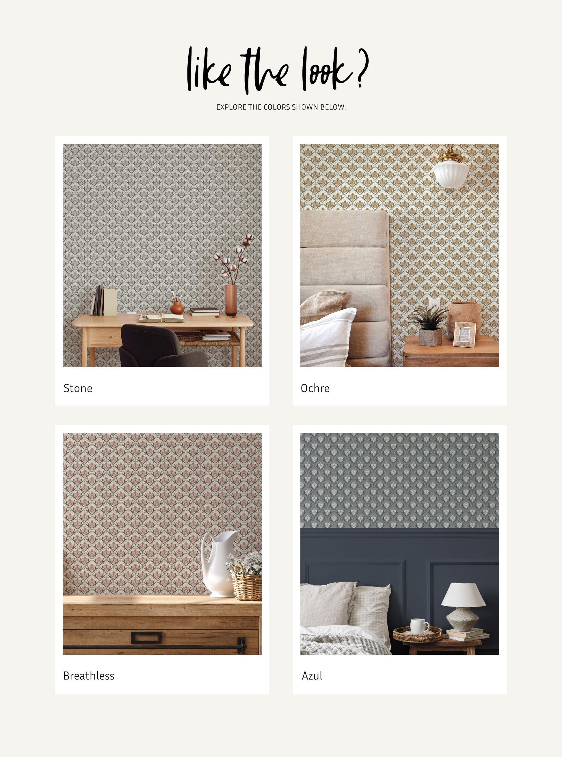 Iris Scallop x Lisee Ree Designs / Classic Wallpaper / Floral Wallpaper / Hand Drawn Wallpaper / Floral Motif