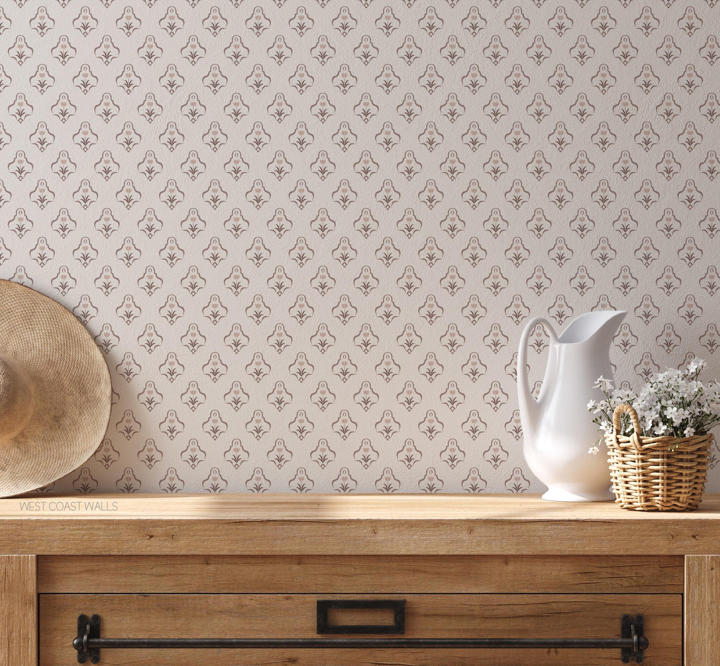Mission Tulips x Lisee Ree Designs / Classic Wallpaper / Lattice Wallpaper / Hand Drawn Wallpaper / Floral Motif