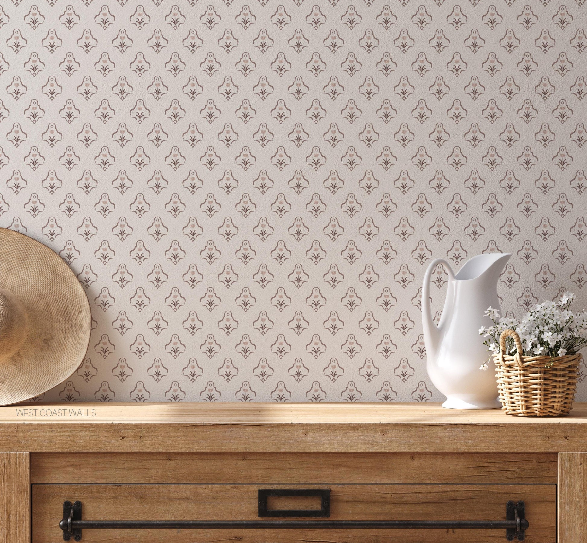 Mission Tulips x Lisee Ree Designs / Classic Wallpaper / Lattice Wallpaper / Hand Drawn Wallpaper / Floral Motif