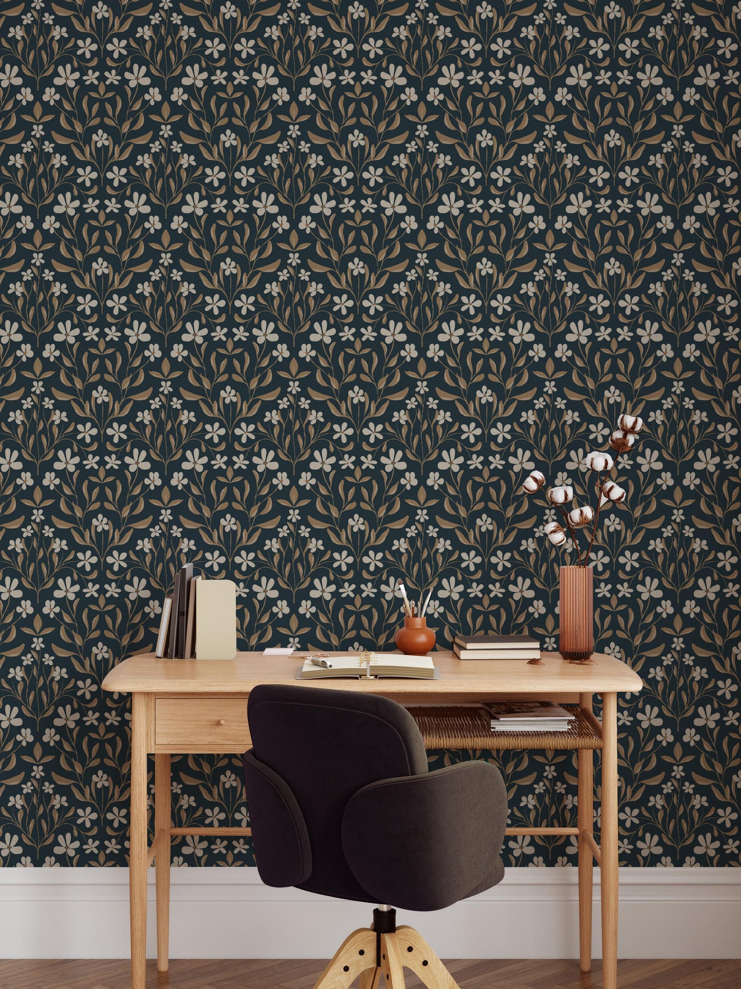 Friendly Flowers x Lisee Ree Designs / Classic Wallpaper / Floral Wallpaper / Hand Drawn Wallpaper / Floral Motif