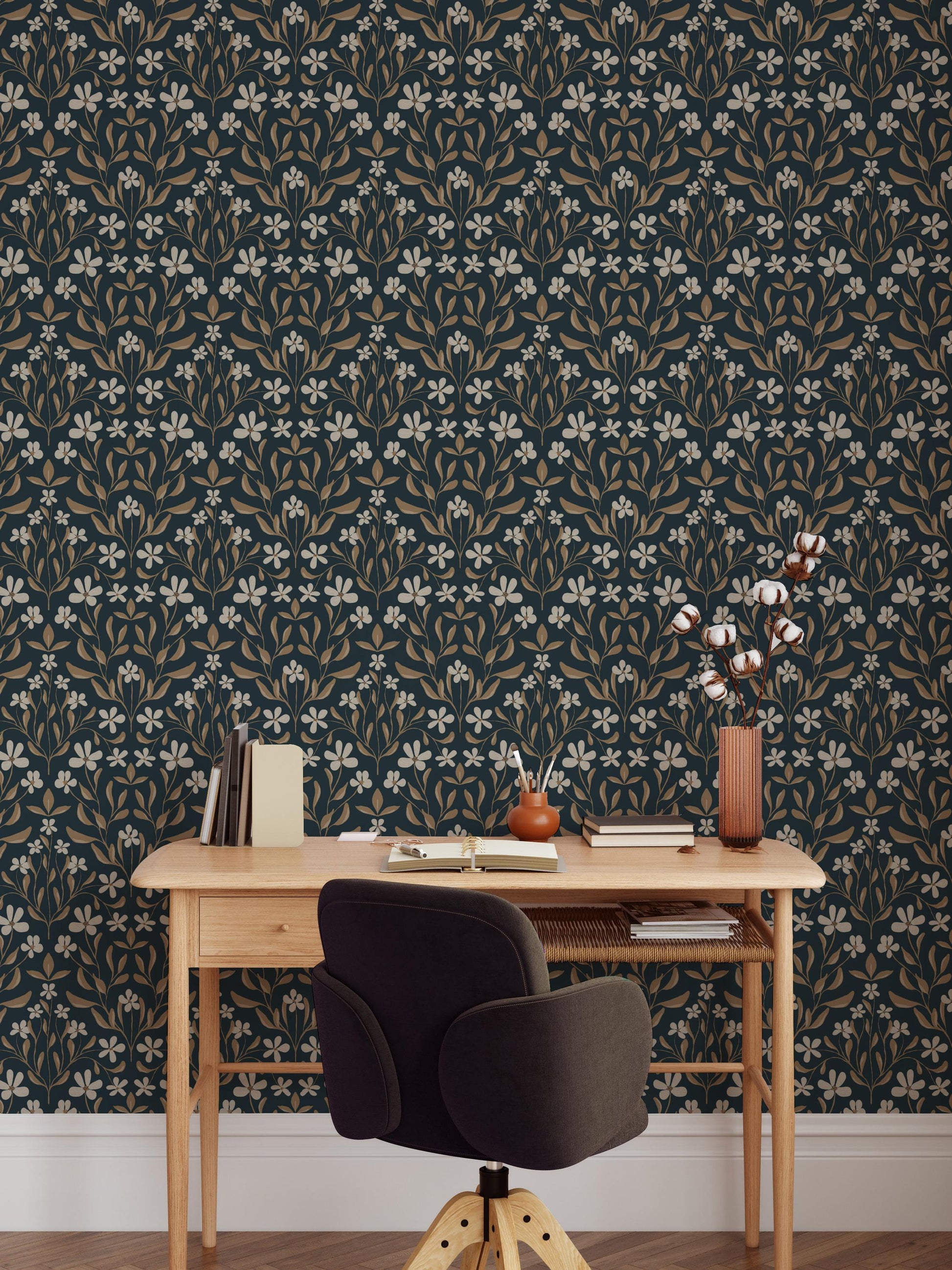 Friendly Flowers x Lisee Ree Designs / Classic Wallpaper / Floral Wallpaper / Hand Drawn Wallpaper / Floral Motif