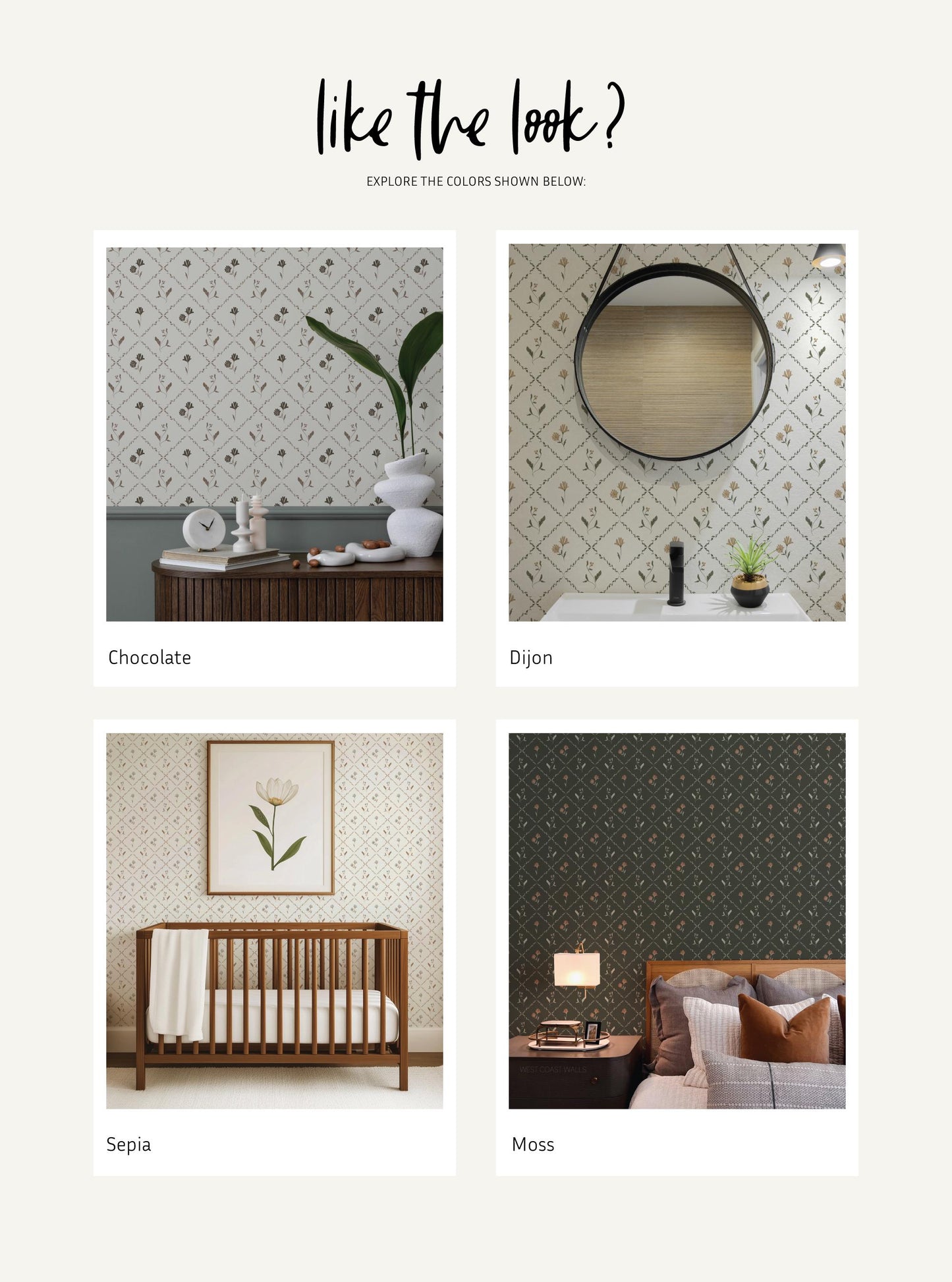 Wildflower Diamond x Lisee Ree Designs / Classic Wallpaper / Botanical Wallpaper / Hand Drawn Wallpaper / Geometric Wallpaper