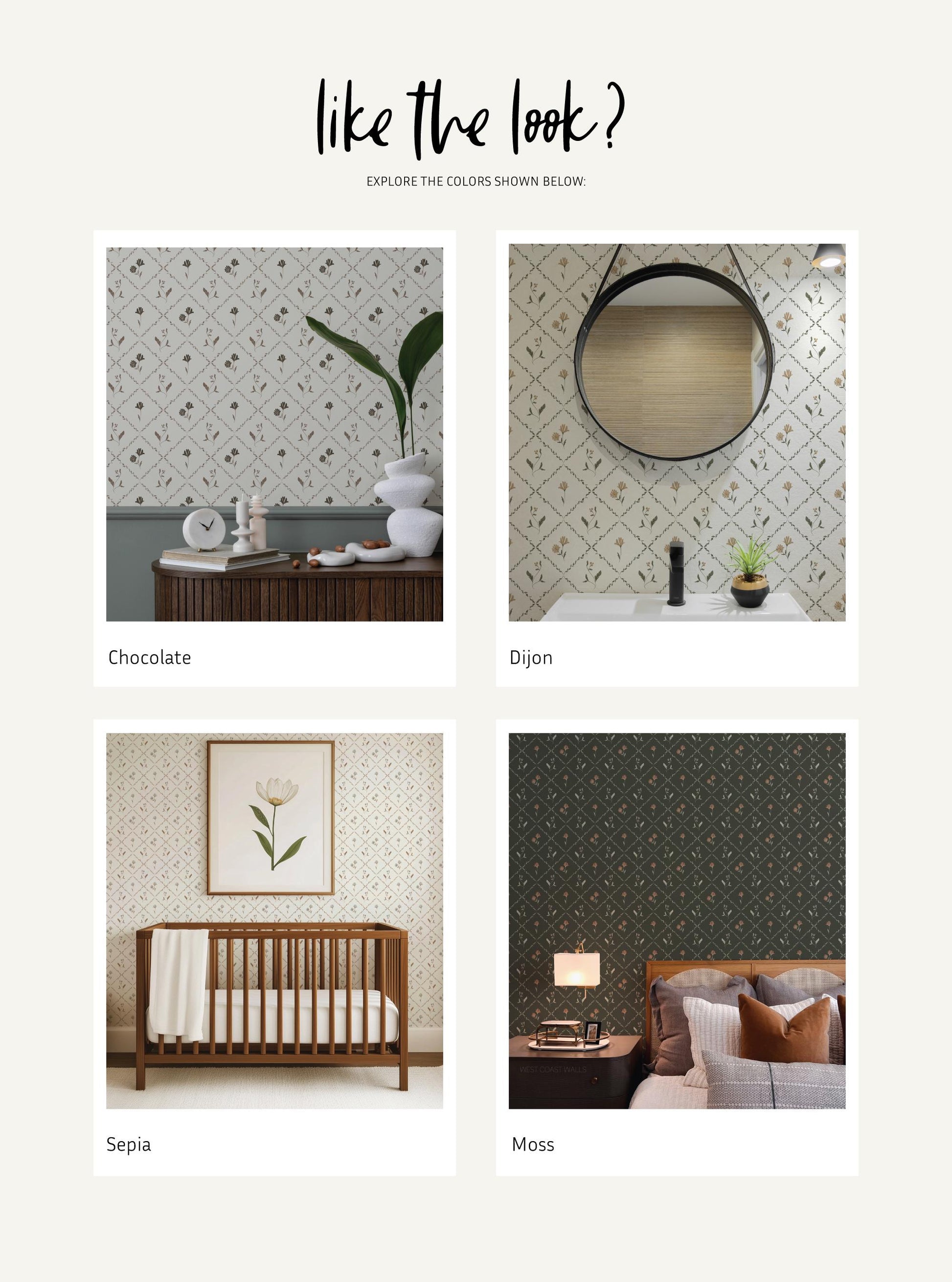 Wildflower Diamond x Lisee Ree Designs / Classic Wallpaper / Botanical Wallpaper / Hand Drawn Wallpaper / Geometric Wallpaper