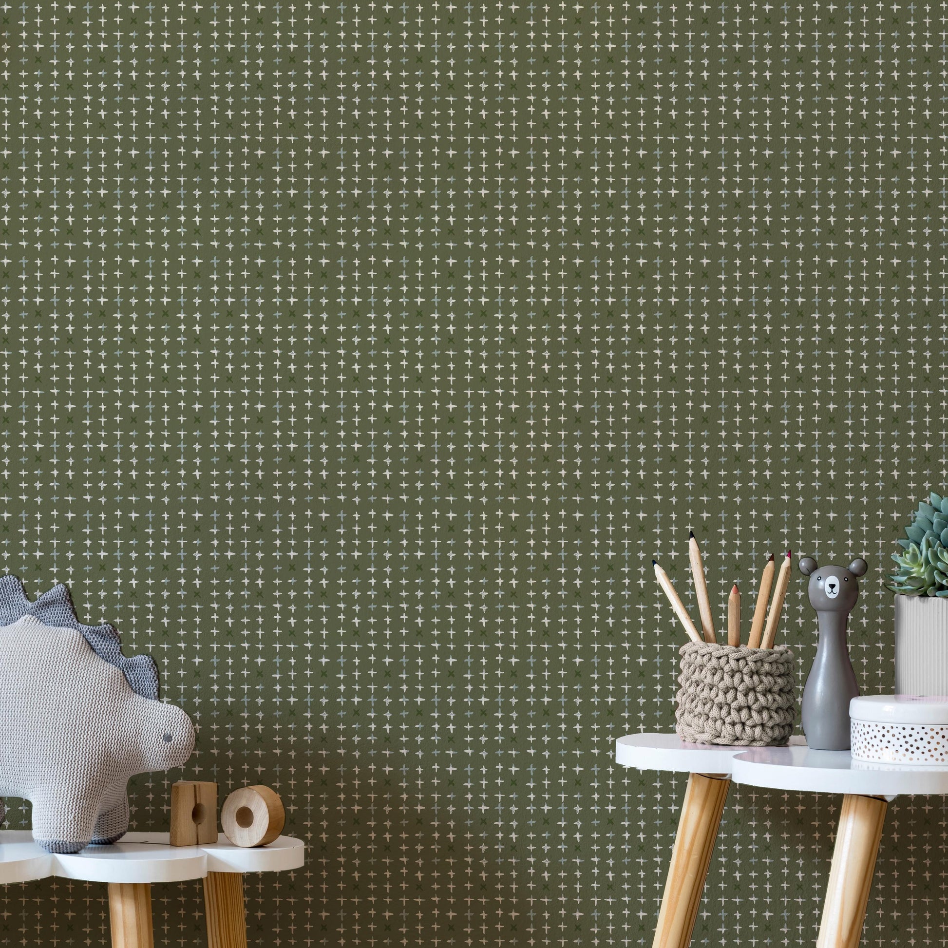 Additionally x Lisee Ree Designs / Classic Wallpaper / Crosses Wallpaper / Hand Drawn Wallpaper / Geometric Wallpaper