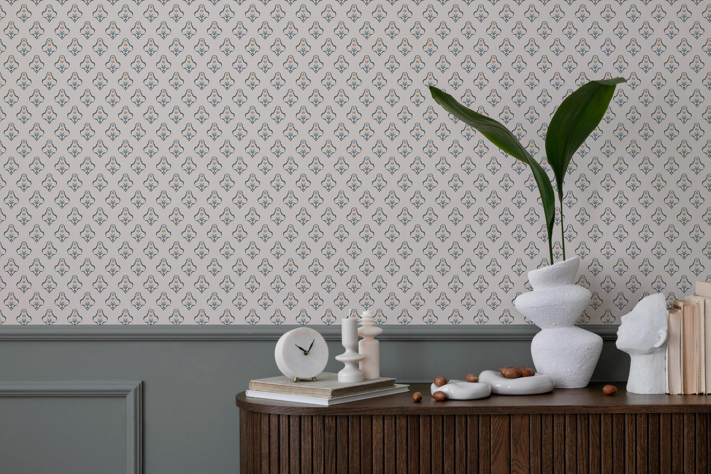 Mission Tulips x Lisee Ree Designs / Classic Wallpaper / Lattice Wallpaper / Hand Drawn Wallpaper / Floral Motif