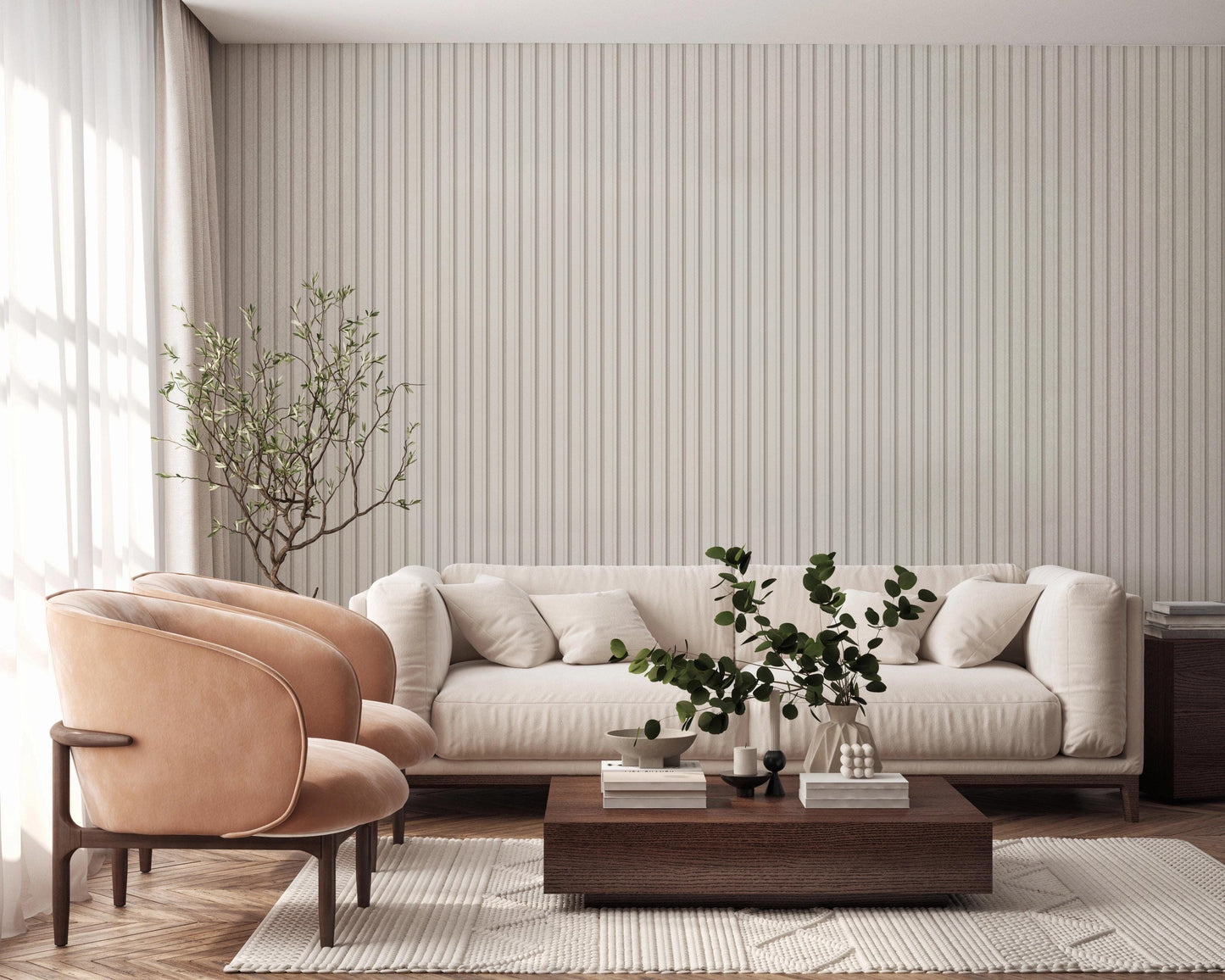 Textured Stripe Wallpaper / Custom Colors Available / Striped Walls / Vintage Pinstripes