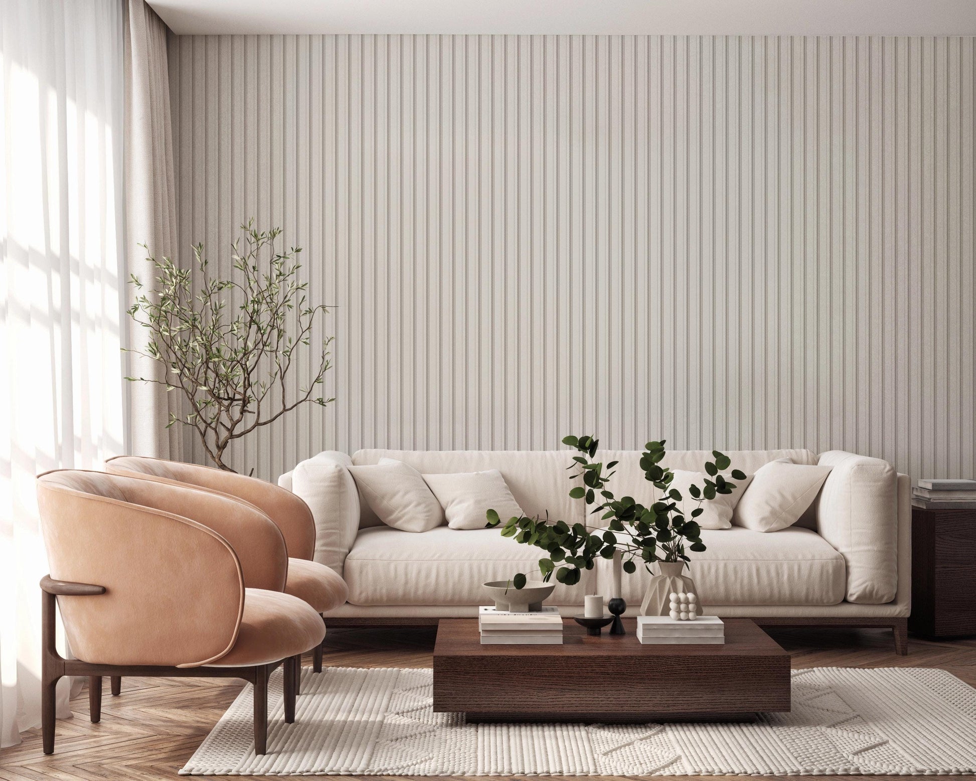 Textured Stripe Wallpaper / Custom Colors Available / Striped Walls / Vintage Pinstripes