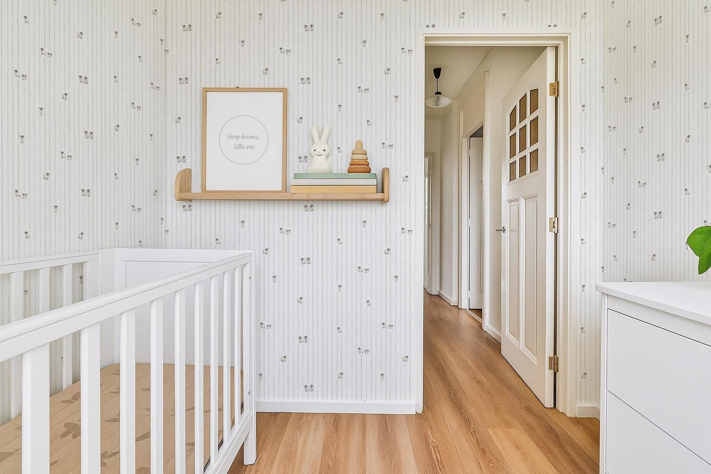 Striped Sheep Wallpaper / Nursery Decor / Kids Room / Neutral Wall