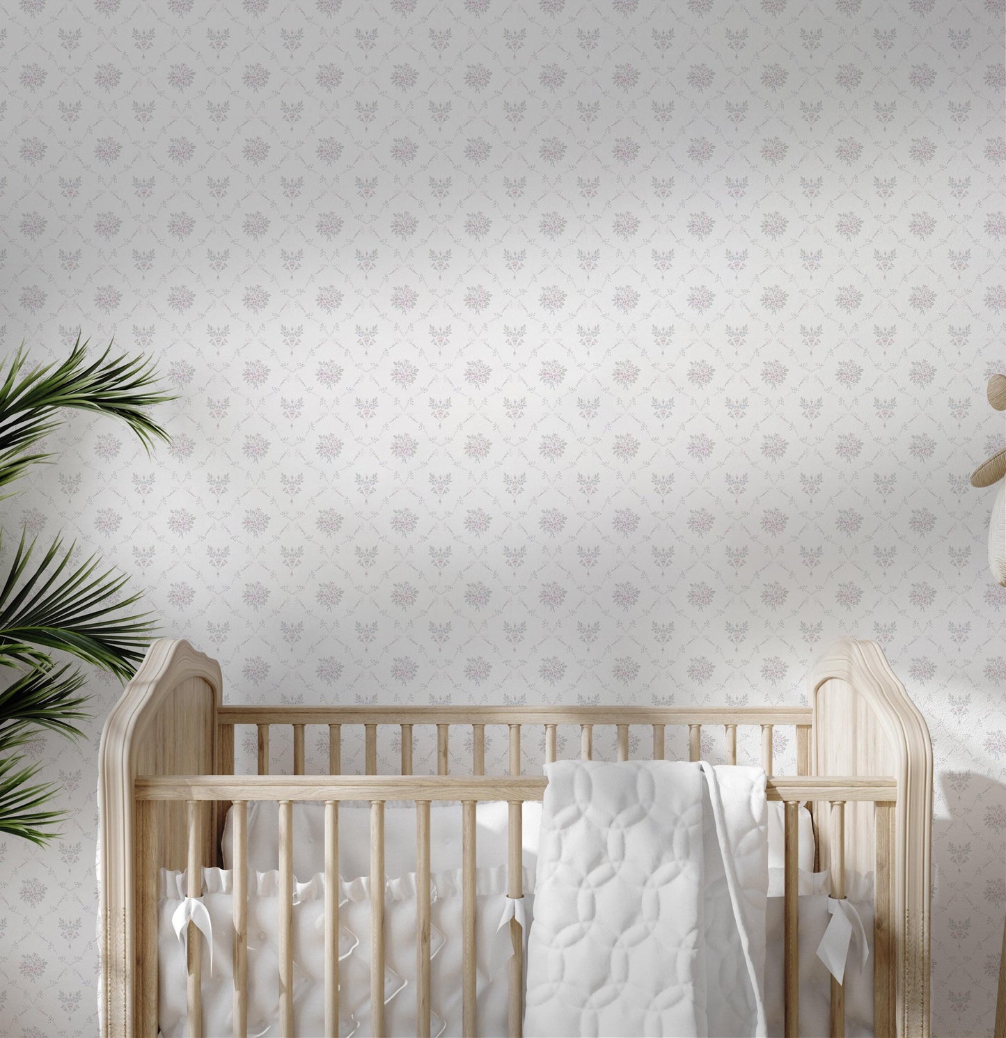 Lola Floral Diamond Wallpaper / Shabby Chic / Dainty Floral Wall / Vintage Inspired