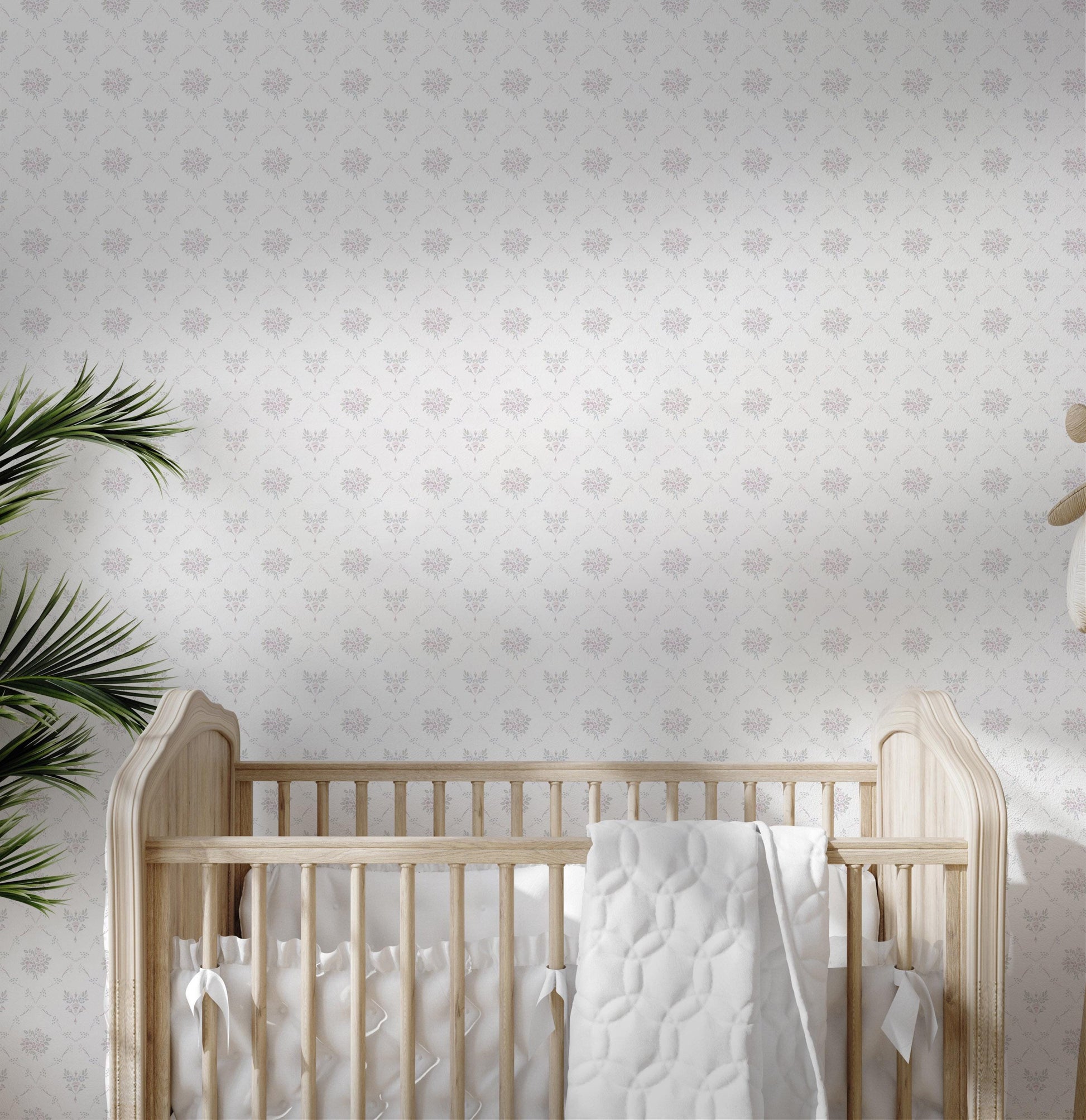 Lola Floral Diamond Wallpaper / Shabby Chic / Dainty Floral Wall / Vintage Inspired