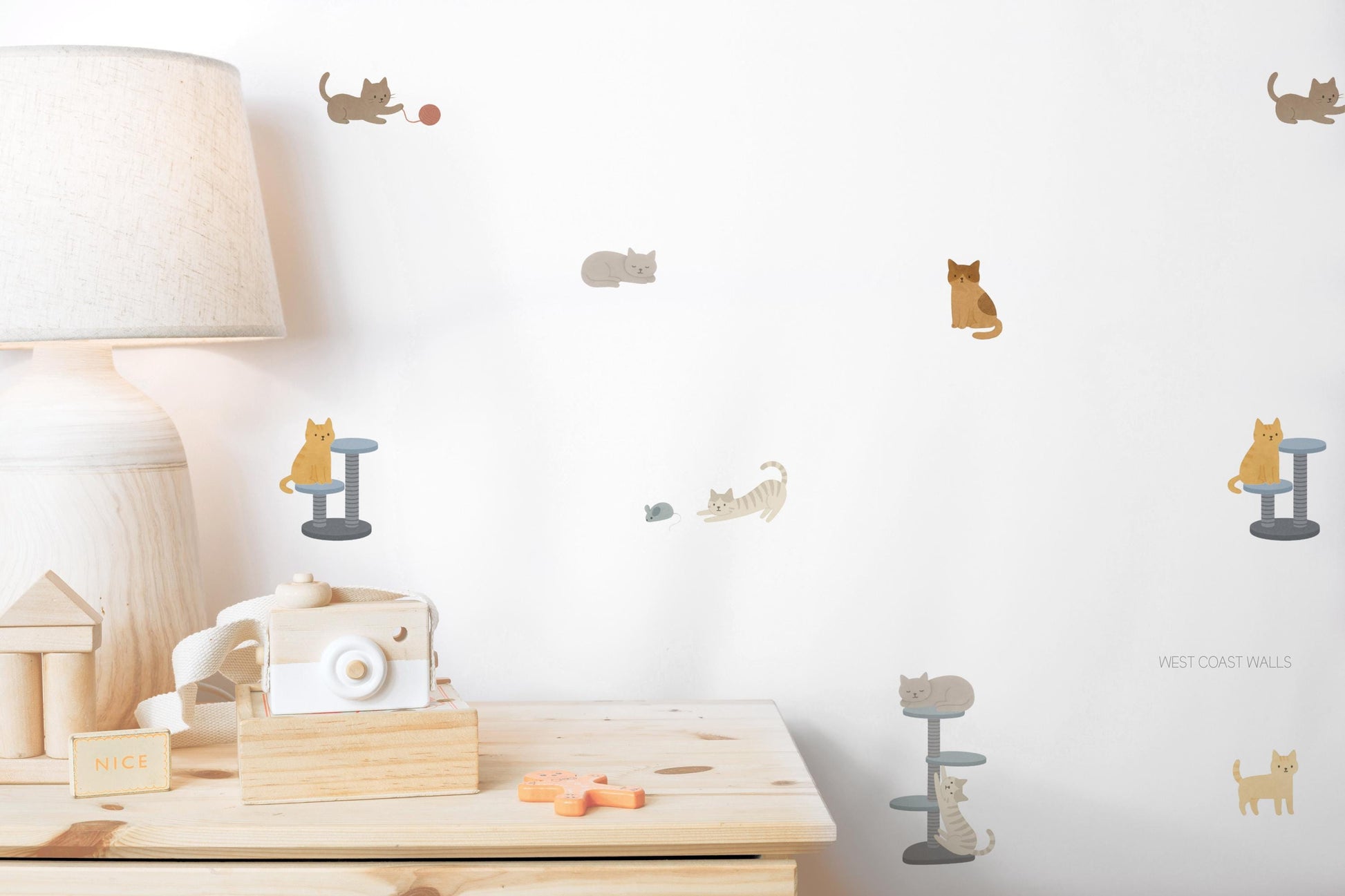 Callie Cat Removable Wall Decals / Watercolour Animal Decals / Cat Wall Stickers / Kids Room Decor / Cat Theme