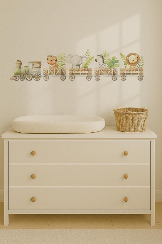 Safari Train Removable Wall Decal / Safari Wall Decor / Nursery Wall Art / Safari Animals / Jungle Animals