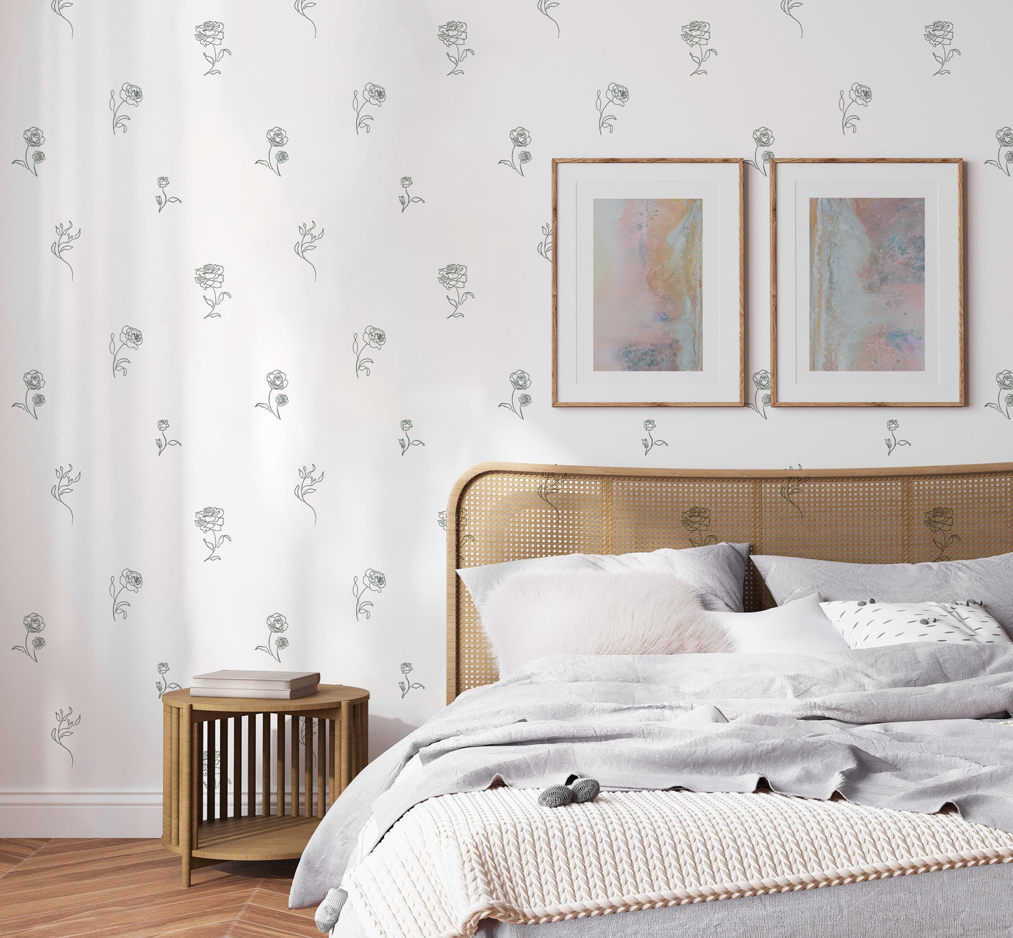 Ruby Rose Wall Decals / Botanical Wall Decor / Minimal Roses / Removable Decals