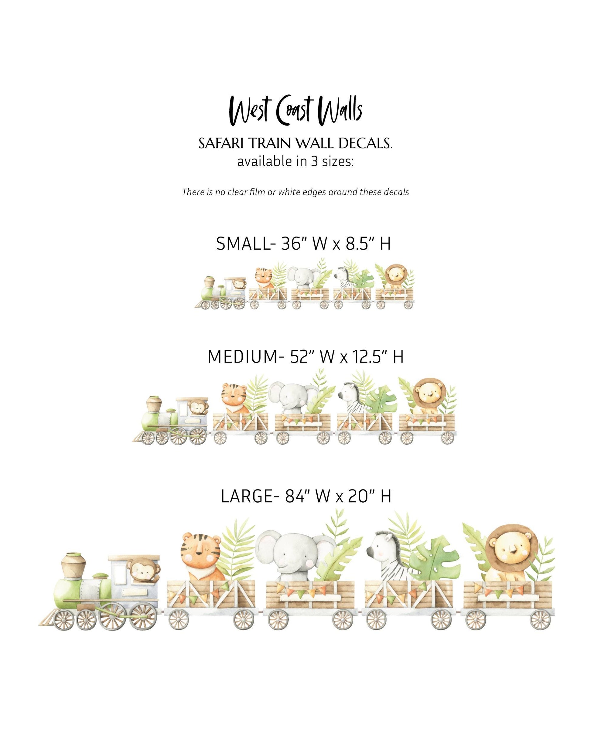 Safari Train Removable Wall Decal / Safari Wall Decor / Nursery Wall Art / Safari Animals / Jungle Animals