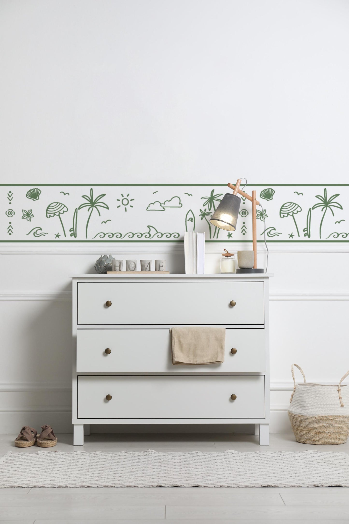 Ocean and Surf Wallpaper Border / Surf Wall Decor / Ocean Theme / Surf Theme / Surf Art / Minimal Kids Room / Kids Decals