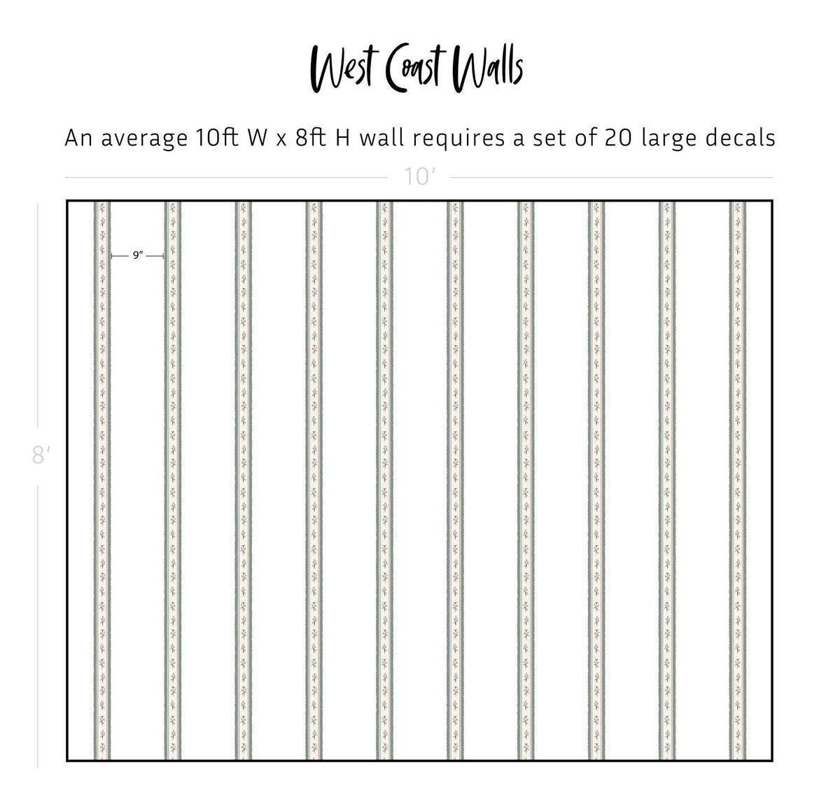 Floral Scallop Stripe Removable Wall Decals