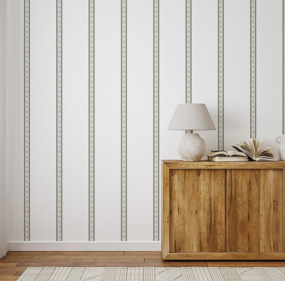 Floral Scallop Stripe Removable Wall Decals