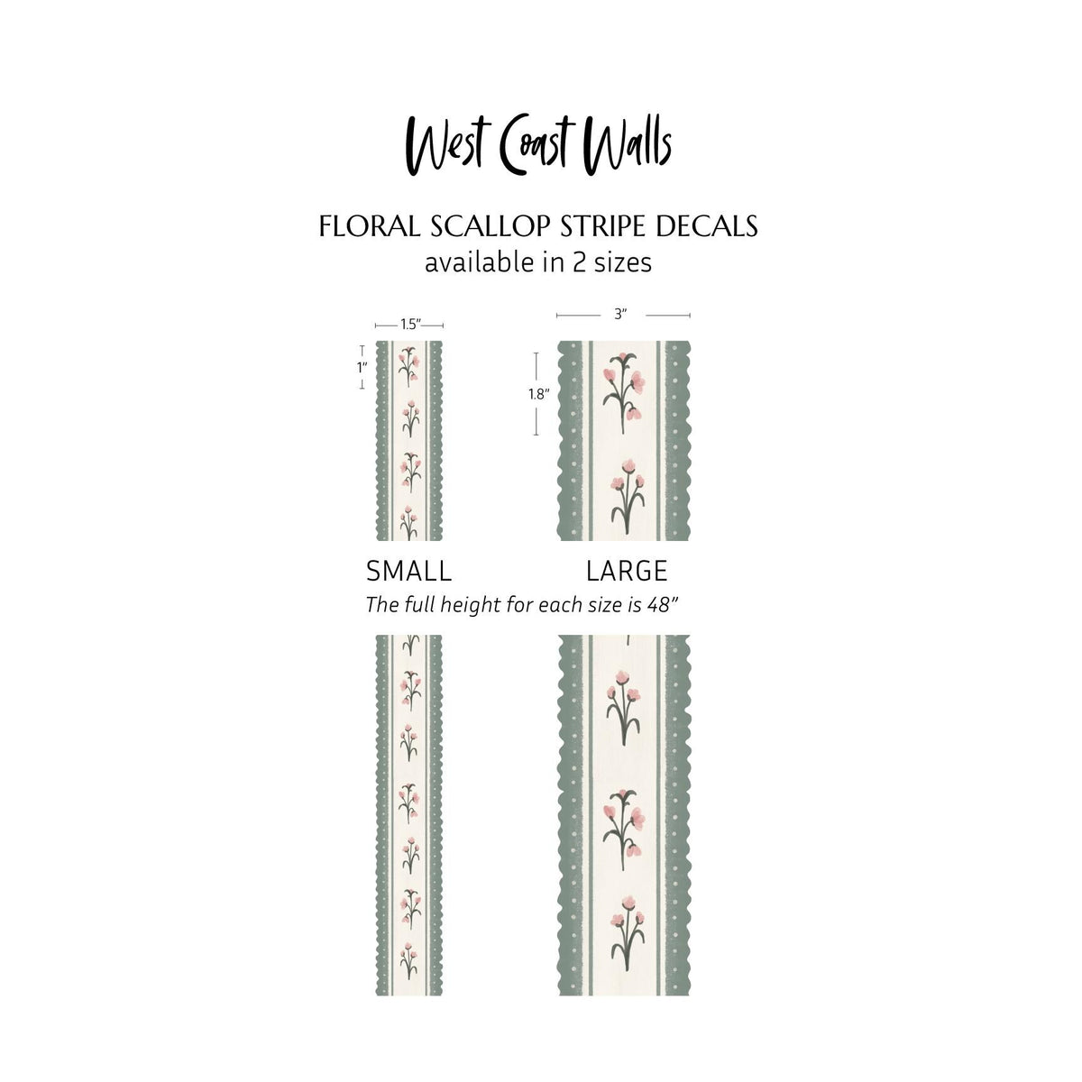 Floral Scallop Stripe Removable Wall Decals