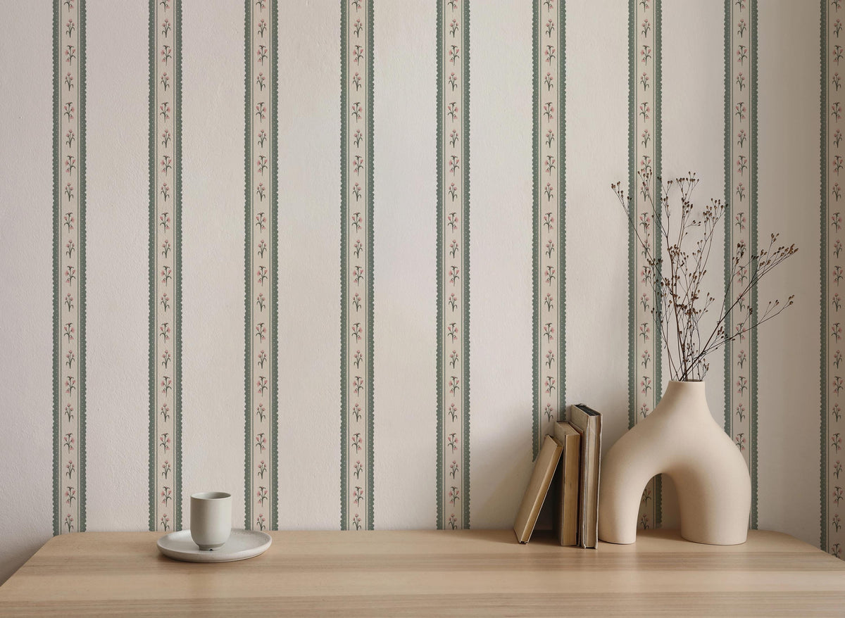 Floral Scallop Stripe Removable Wall Decals