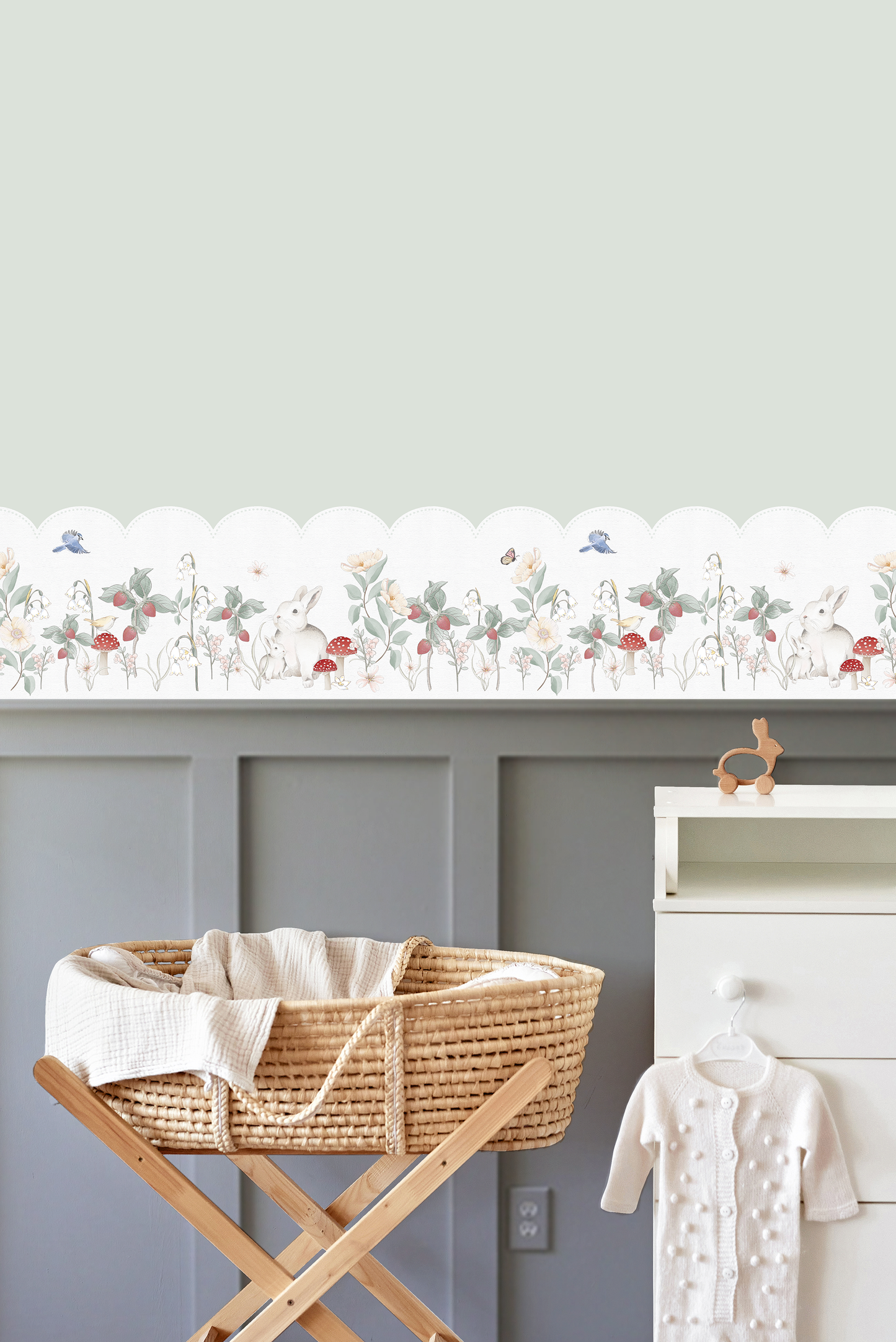 Bunnies and Berries Wallpaper Border