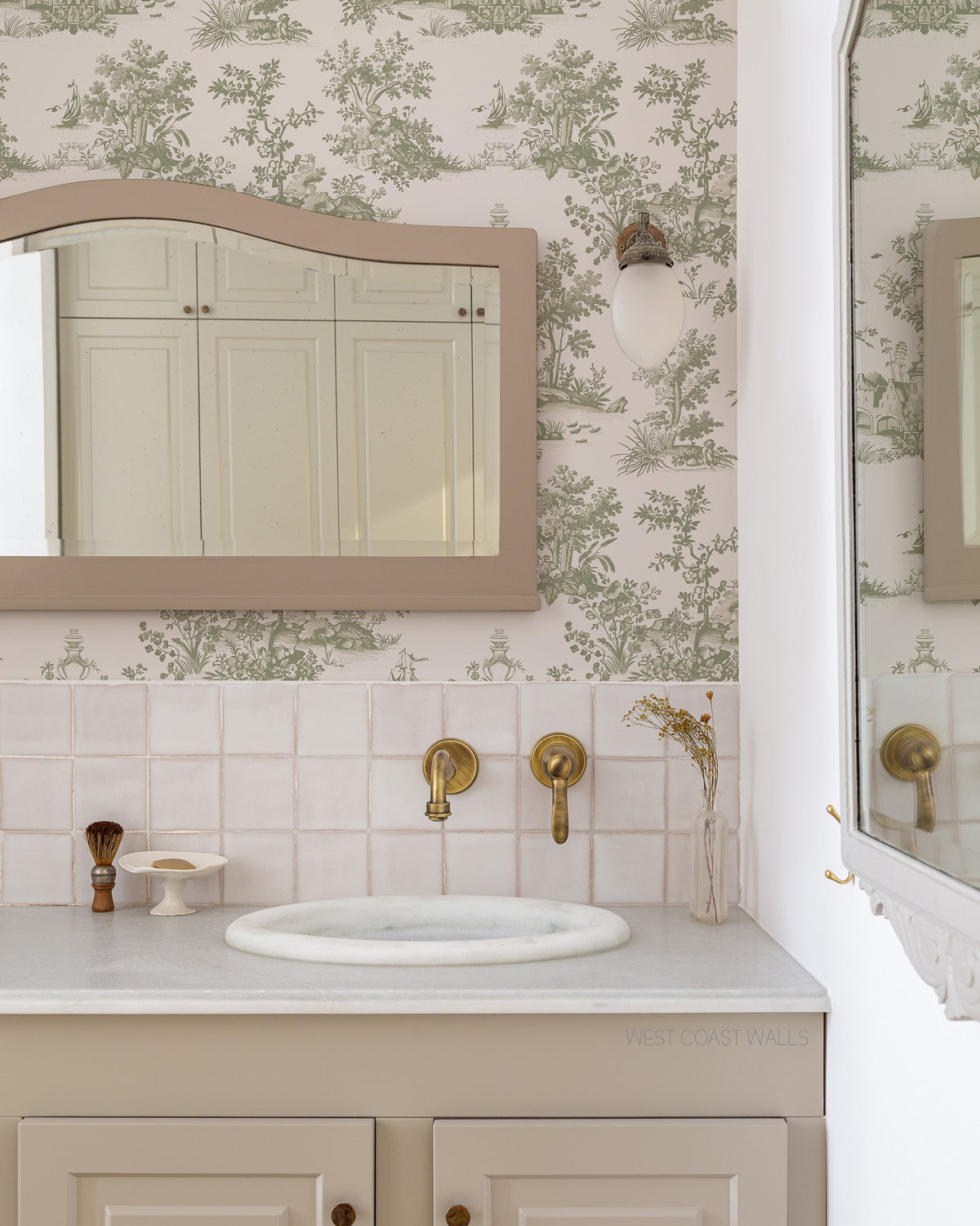 Sage Countryside Toile Wallpaper
