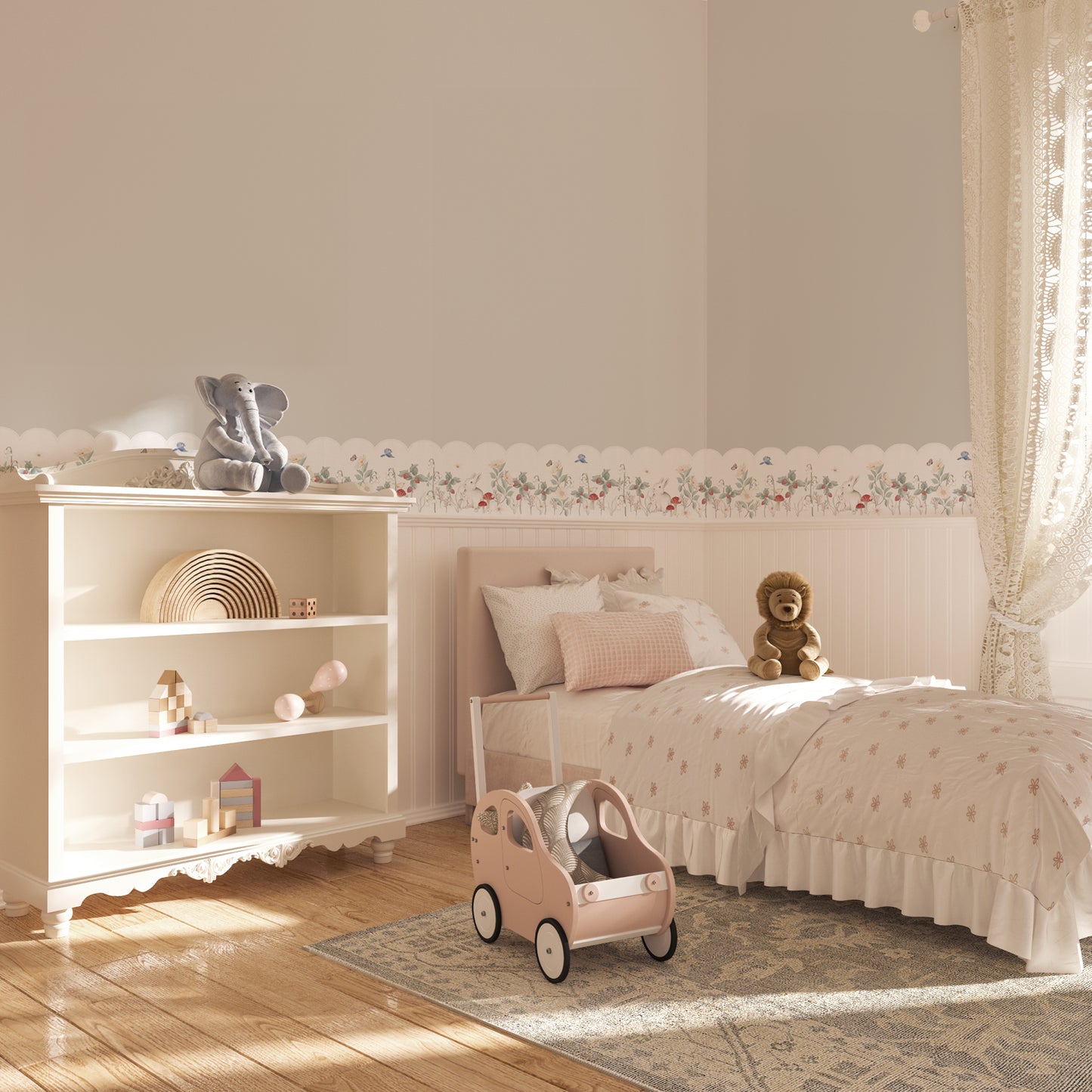 Bunnies and Berries Wallpaper Border