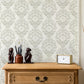 Sage Ribbon Damask Wallpaper