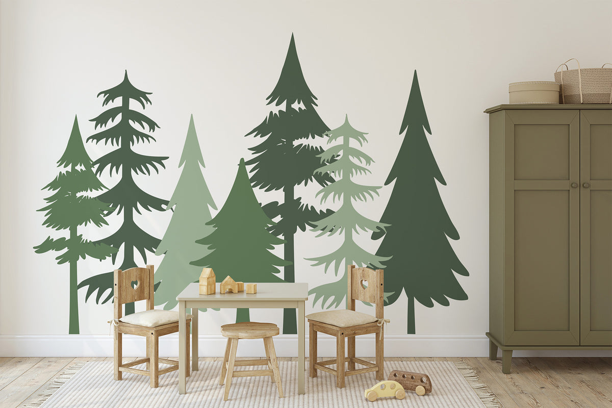 Woodland Pines Silhouette Decal set