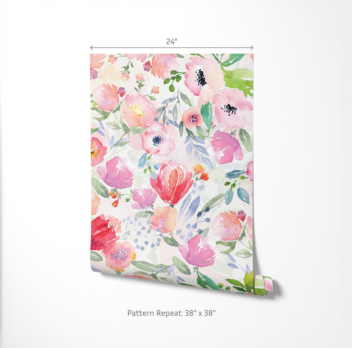 Bright and Cheery Painted Floral Wallpaper