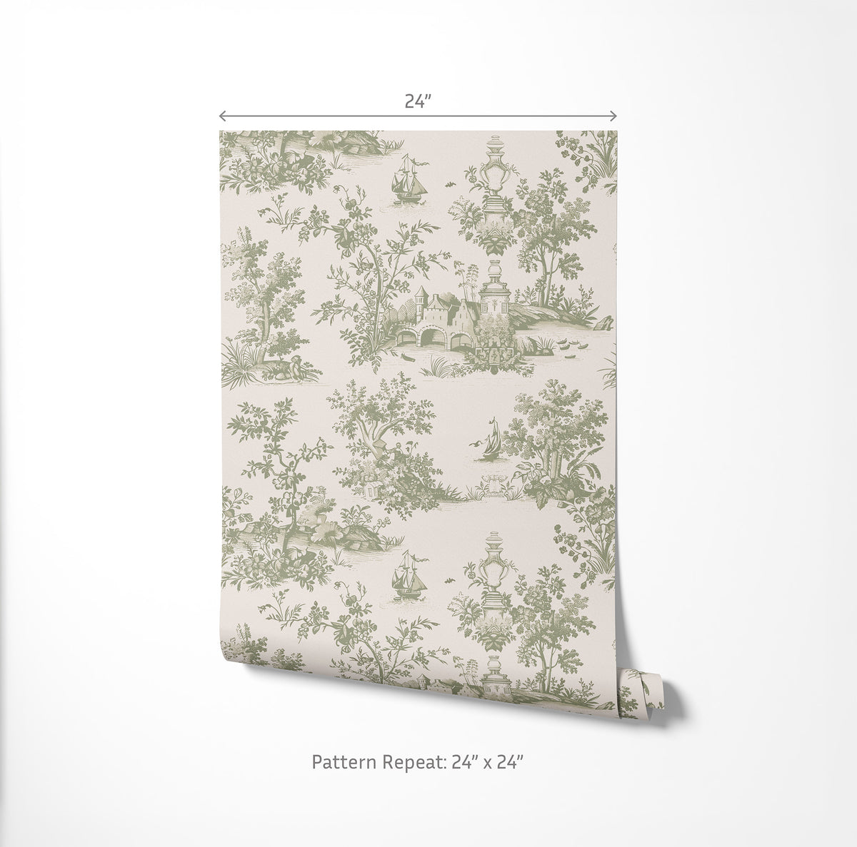 Sage Countryside Toile Wallpaper