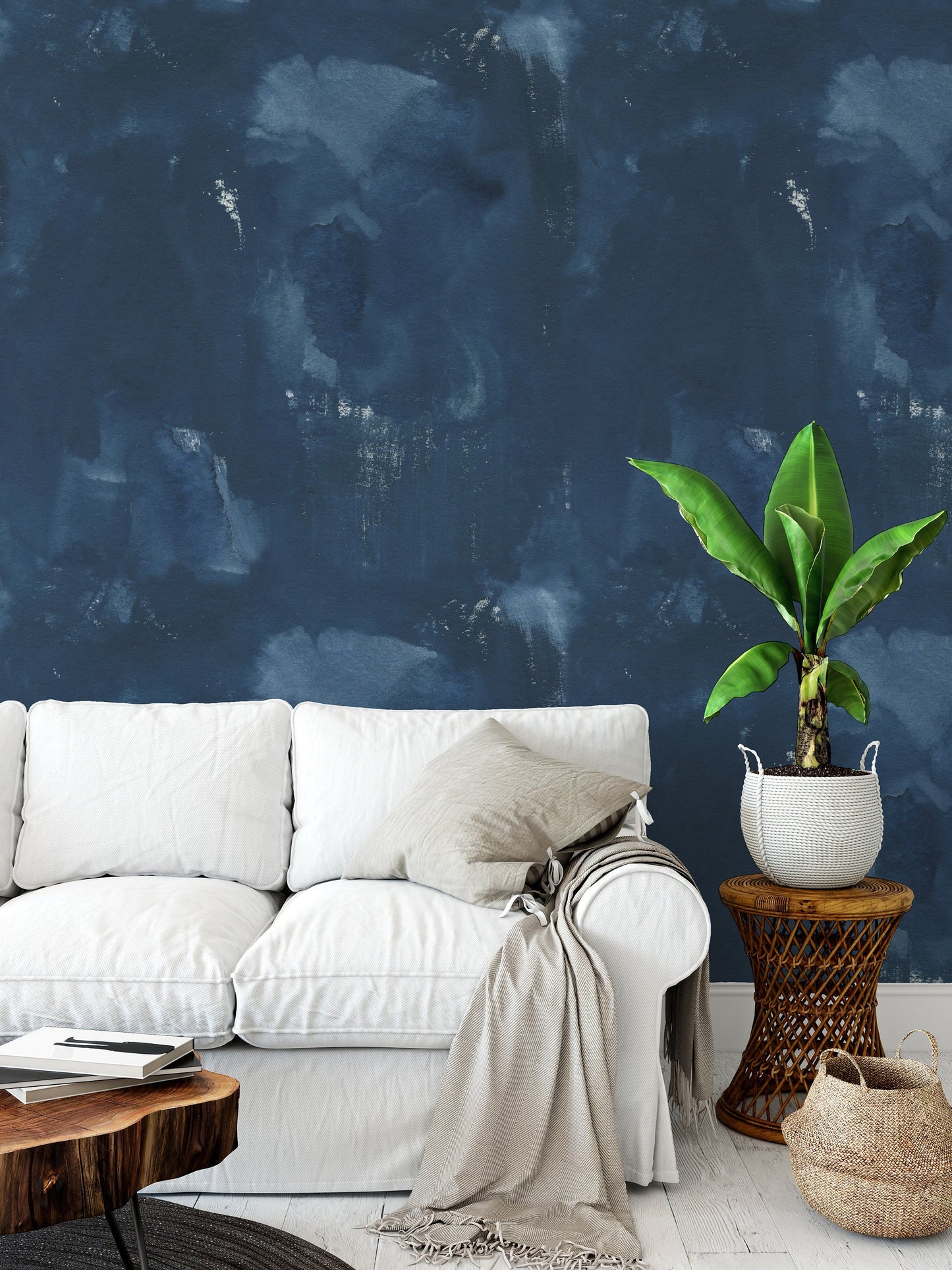 Navy Textured Wallpaper