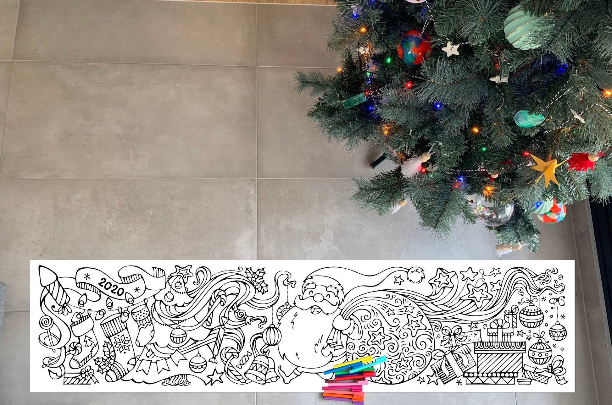 Santa or Snowman Collage Coloring Sheet