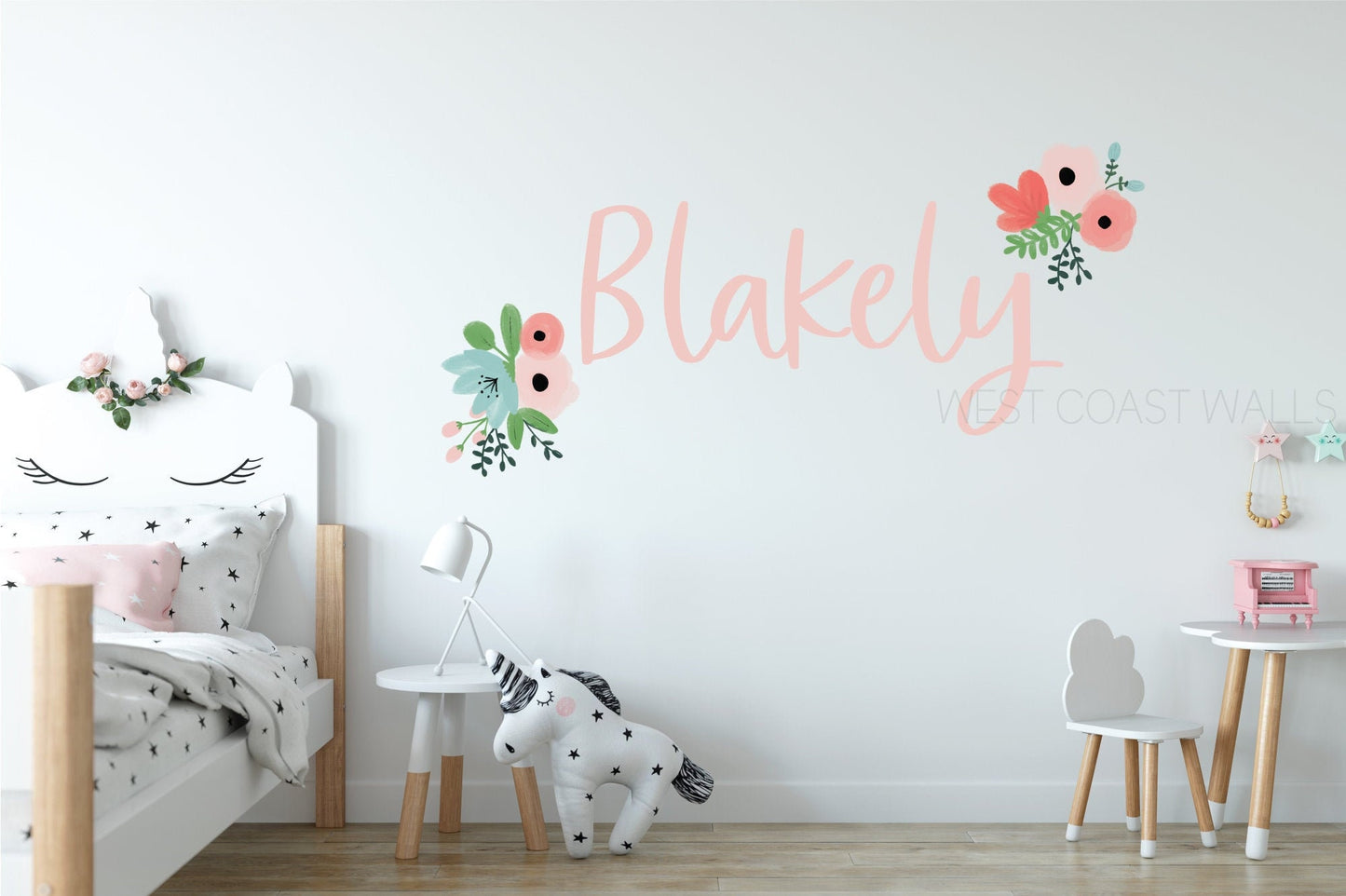 Custom Floral Name Wall Decal