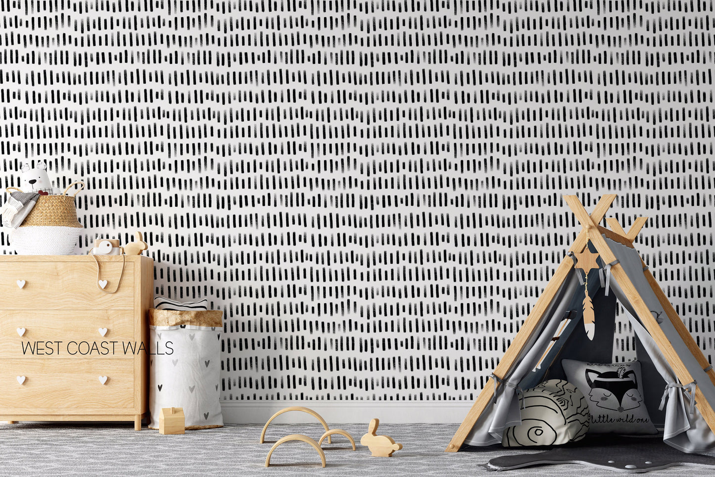 Geometric Black Brush Strokes Wallpaper
