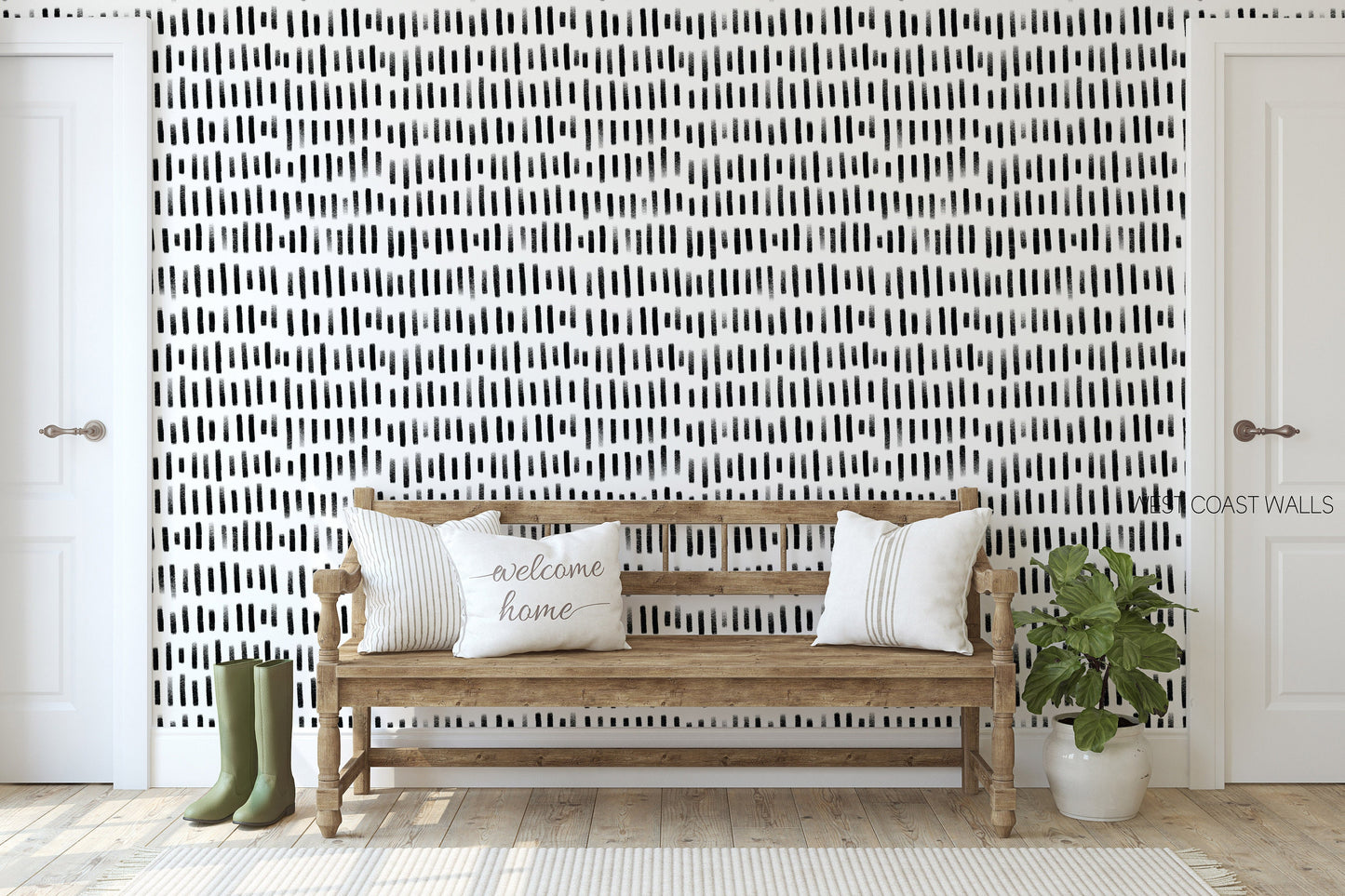 Geometric Black Brush Strokes Wallpaper
