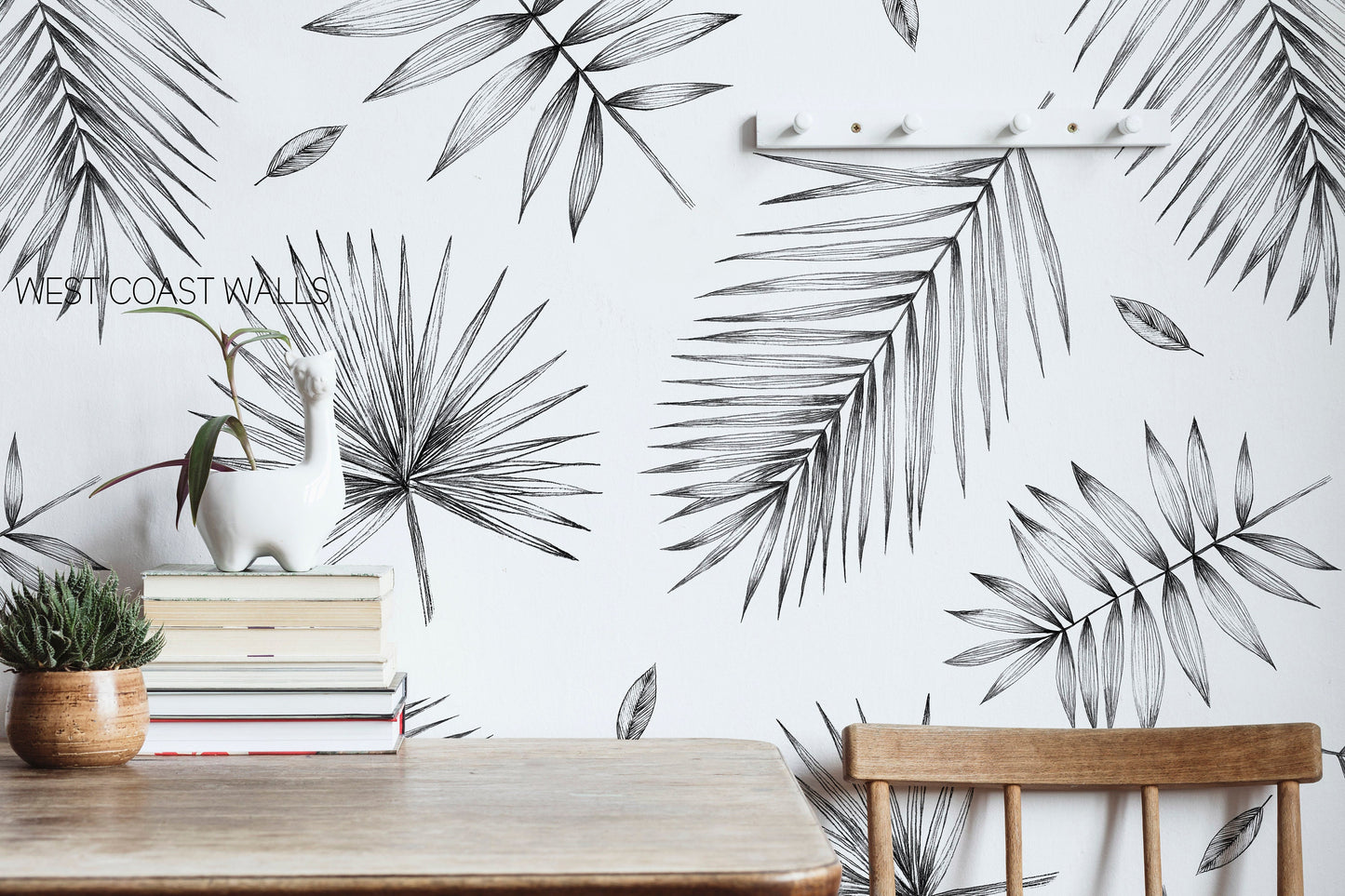 Black and White Palm Leaves Wallpaper
