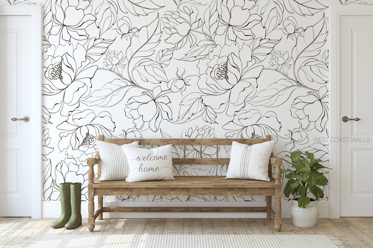 Drawn Floral Pattern Wallpaper