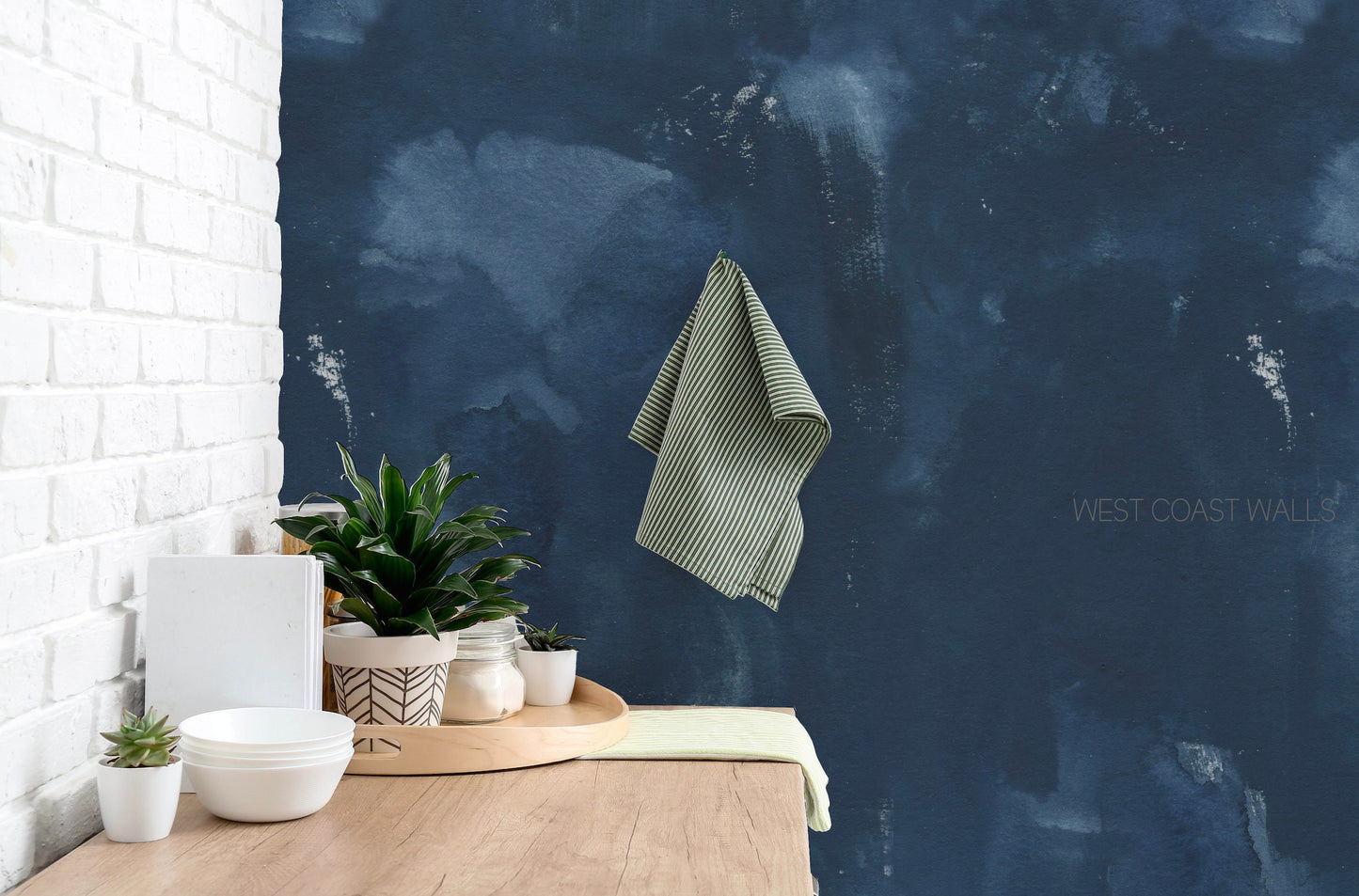 Navy Textured Wallpaper