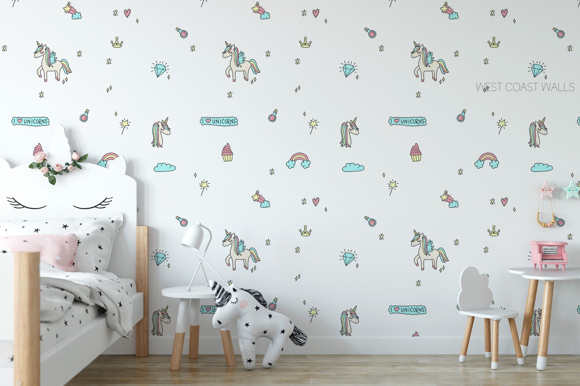 Unicorn Decals / Unicorn decor / Unicorn Stickers / Unicorn Room / Unicorn and Rainbows