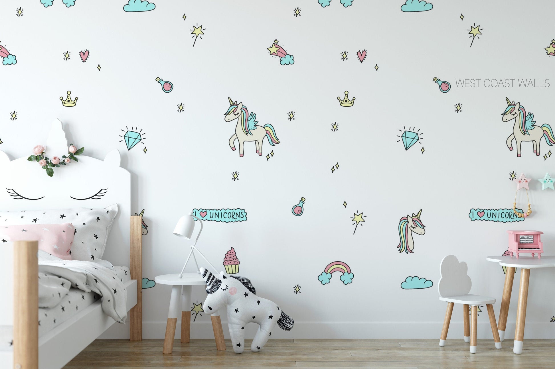 Unicorn Decals / Unicorn decor / Unicorn Stickers / Unicorn Room / Unicorn and Rainbows