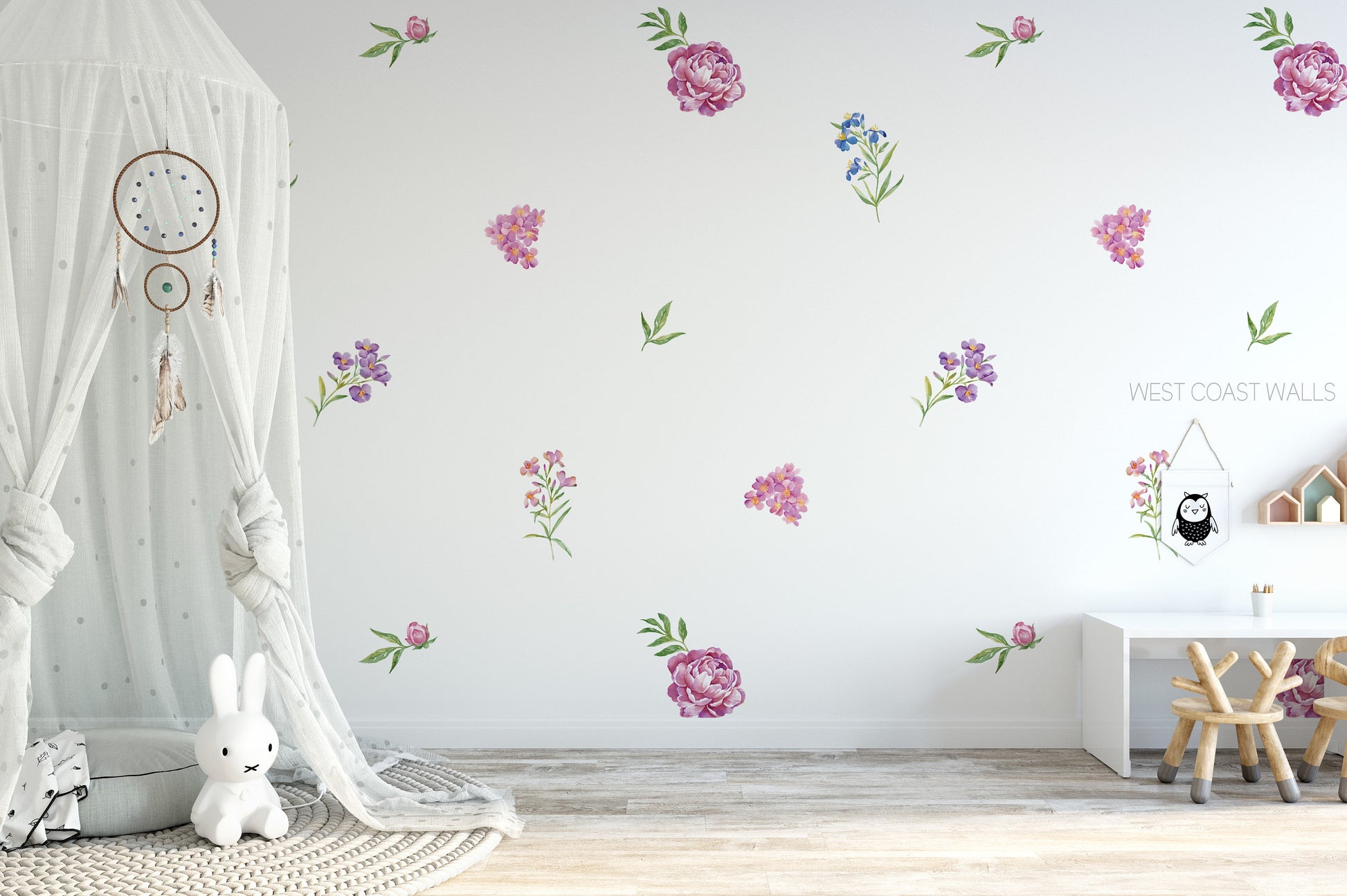 Removable Wildflower Watercolor Floral Wall Decals