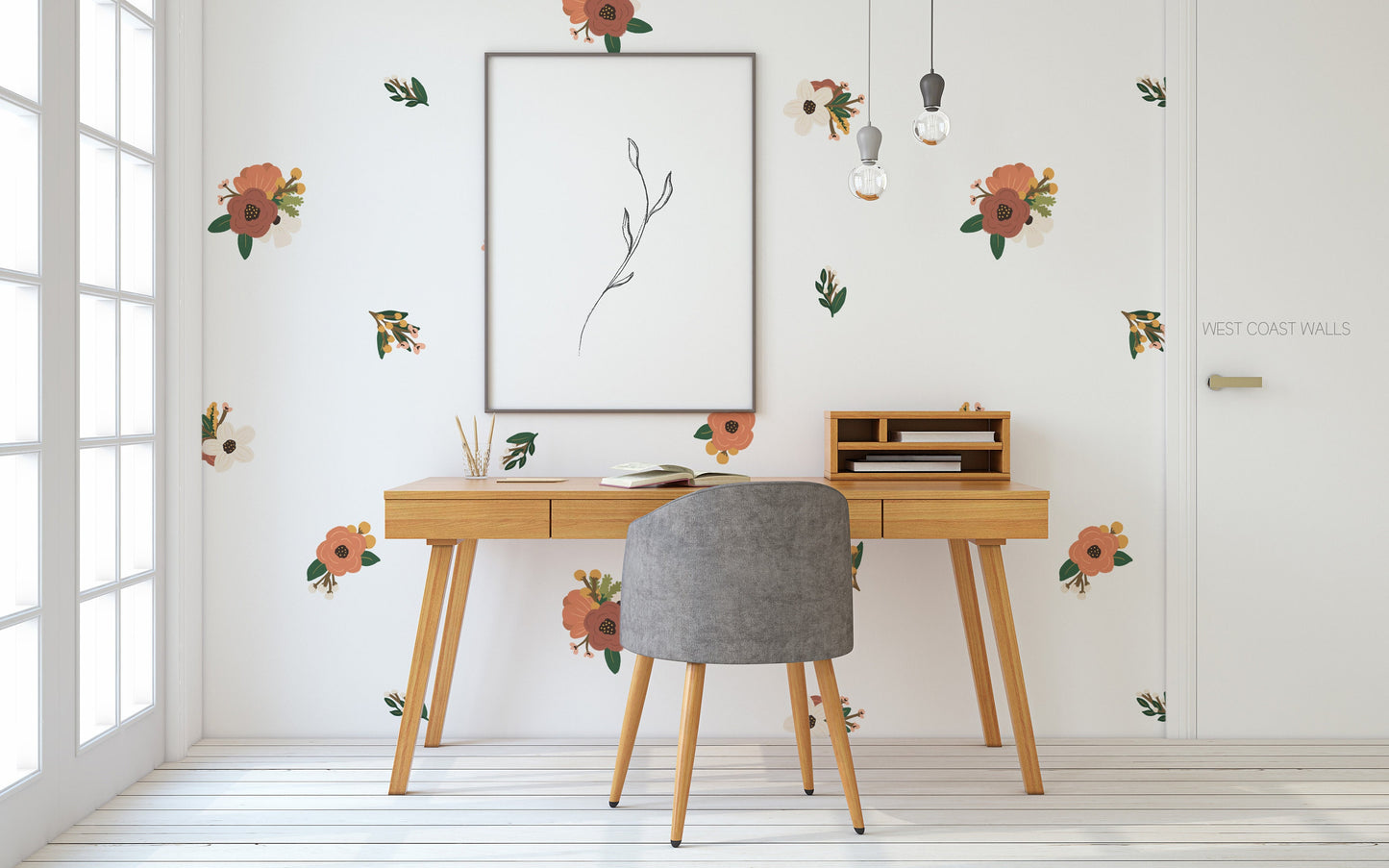 Neutral Floral Removable Wall Stickers