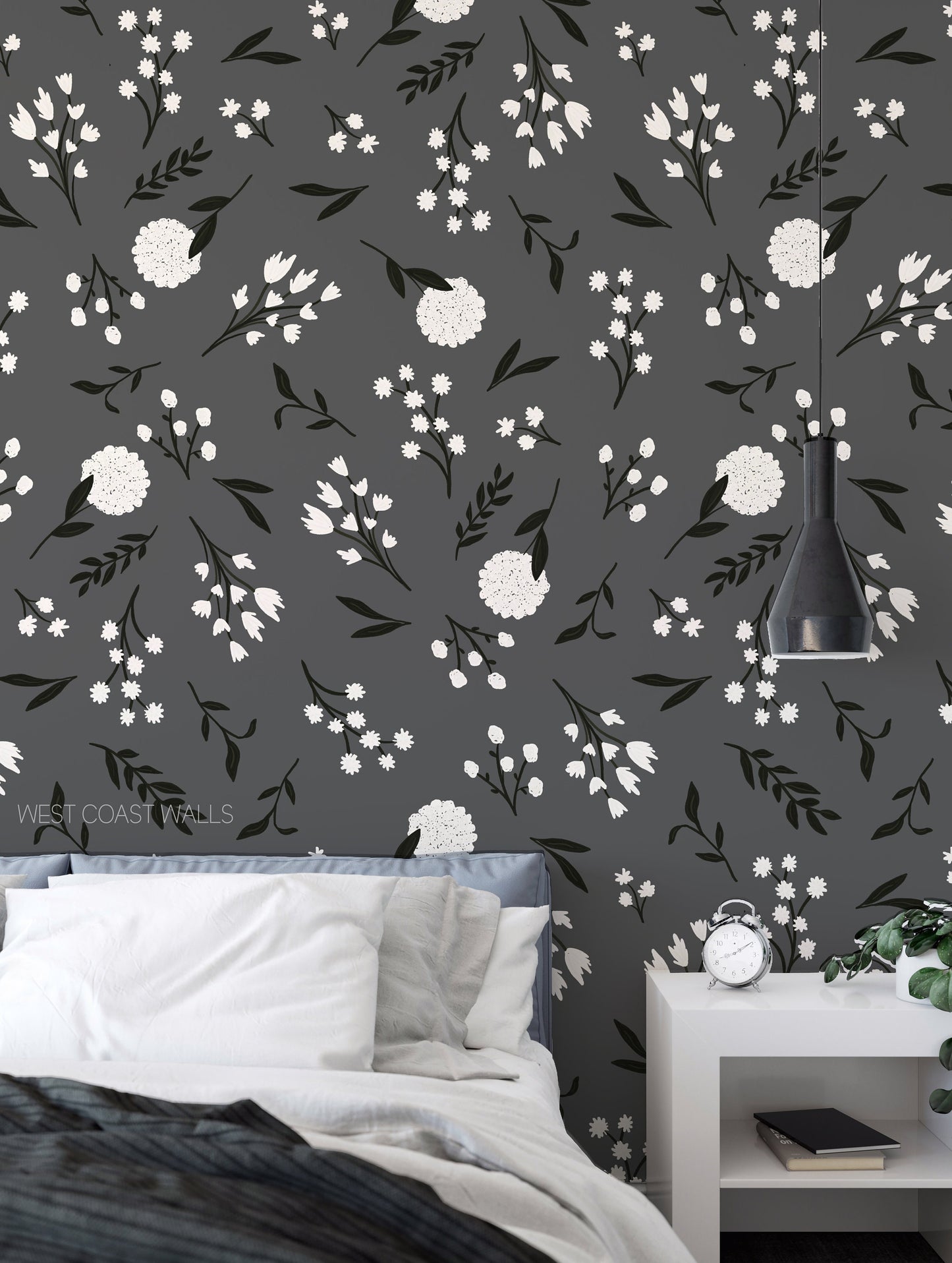 Black and White Floral Wallpaper